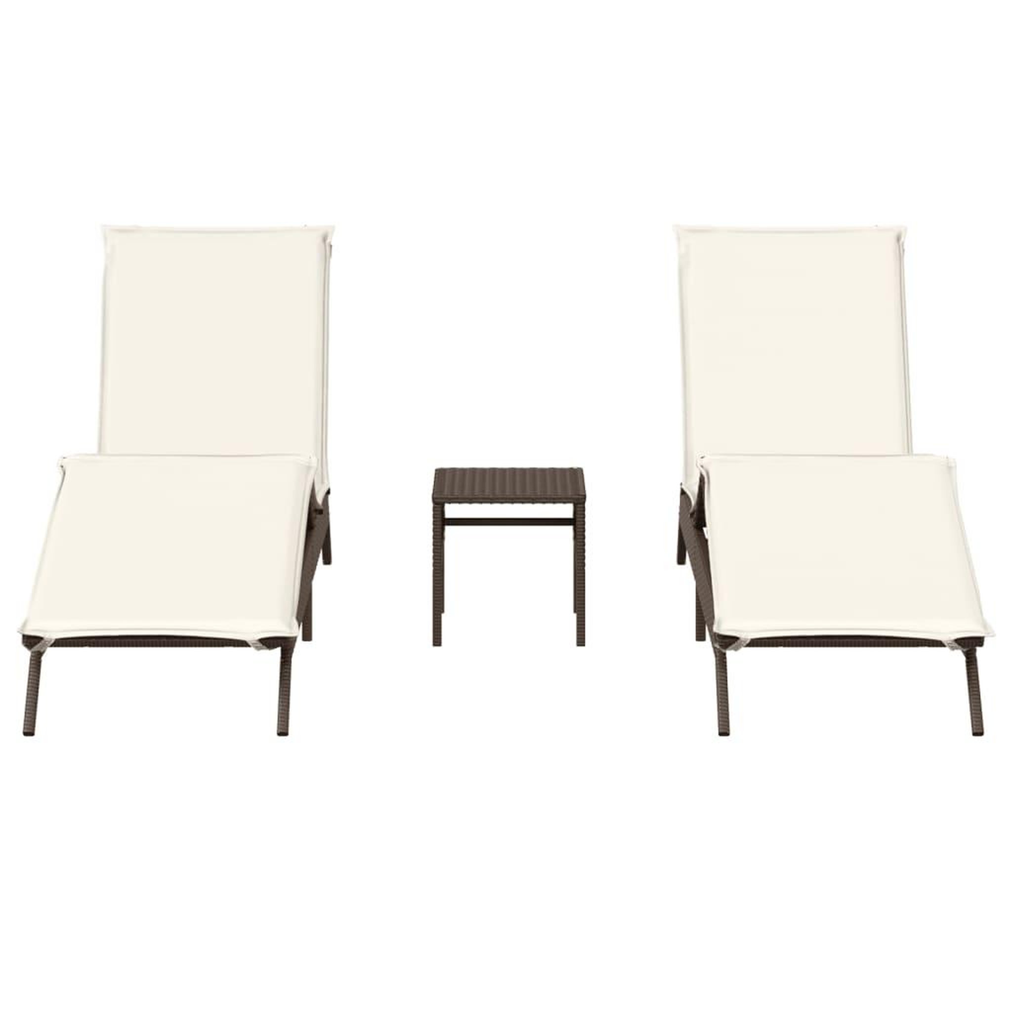 Voir la diapositive 4 : VIDAXL Chaises longues lot de 2 avec table marron resine tressee