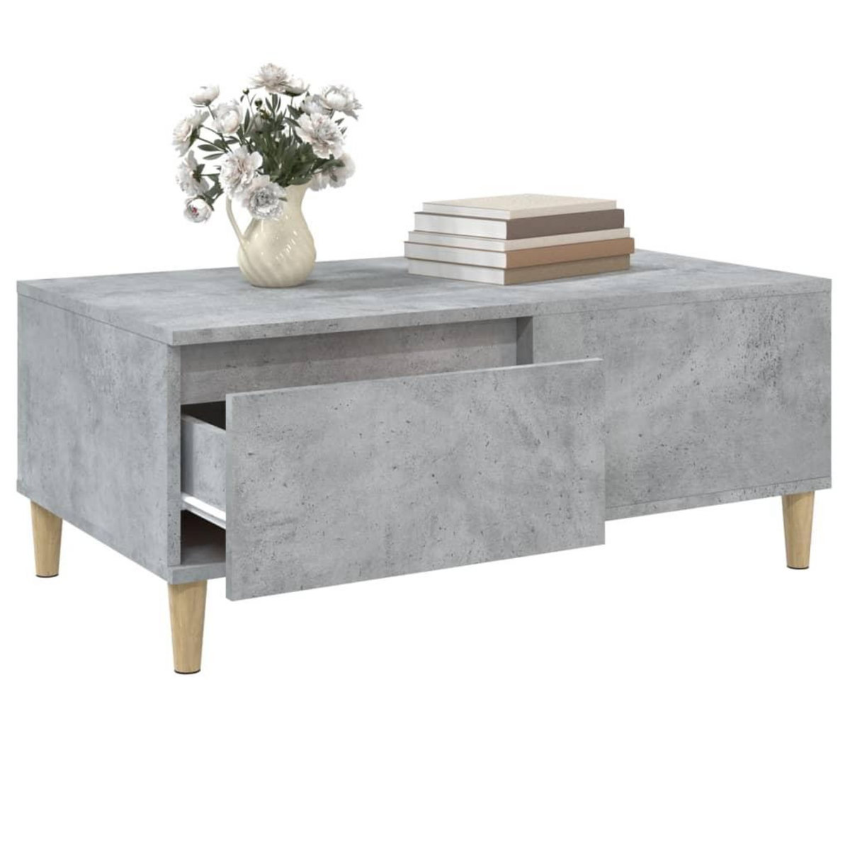 VIDAXL Table basse Gris beton 90x50x36,5 cm Bois d'ingenierie