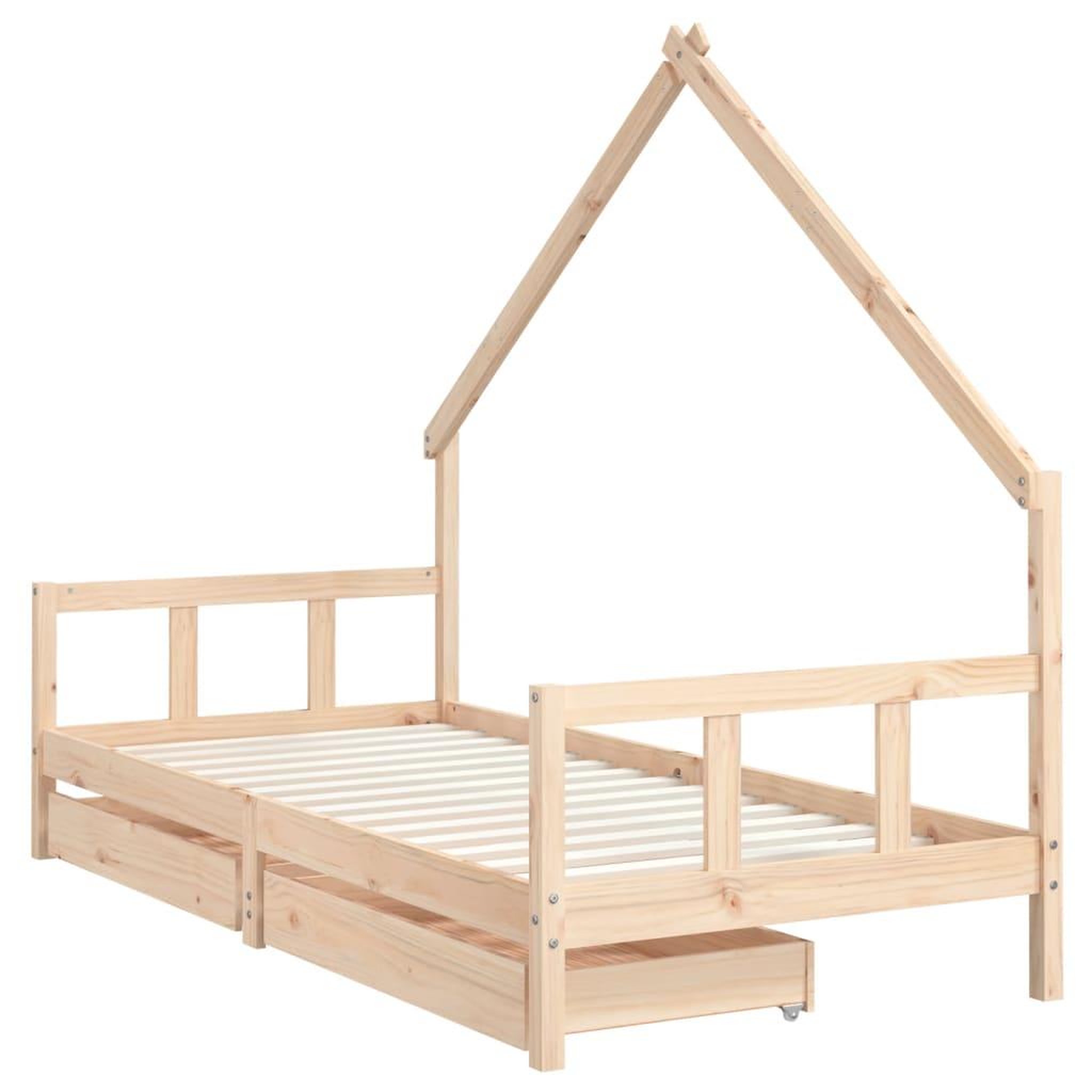 Voir la diapositive 3 : VIDAXL Cadre de lit enfant avec tiroirs 90x200 cm bois de pin massif