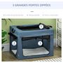 Voir la diapositive 4 : PAWHUT Sac de transport pliable pour chien chat - 2 poignées, 3 portes - dim. 69L x 51l x 51H cm - acier polyester bleu