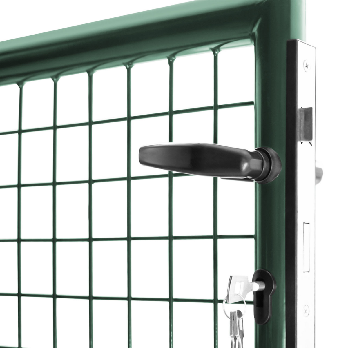 ID MARKET Portillon de jardin 105 x 150 cm en acier vert avec serrure et poignée