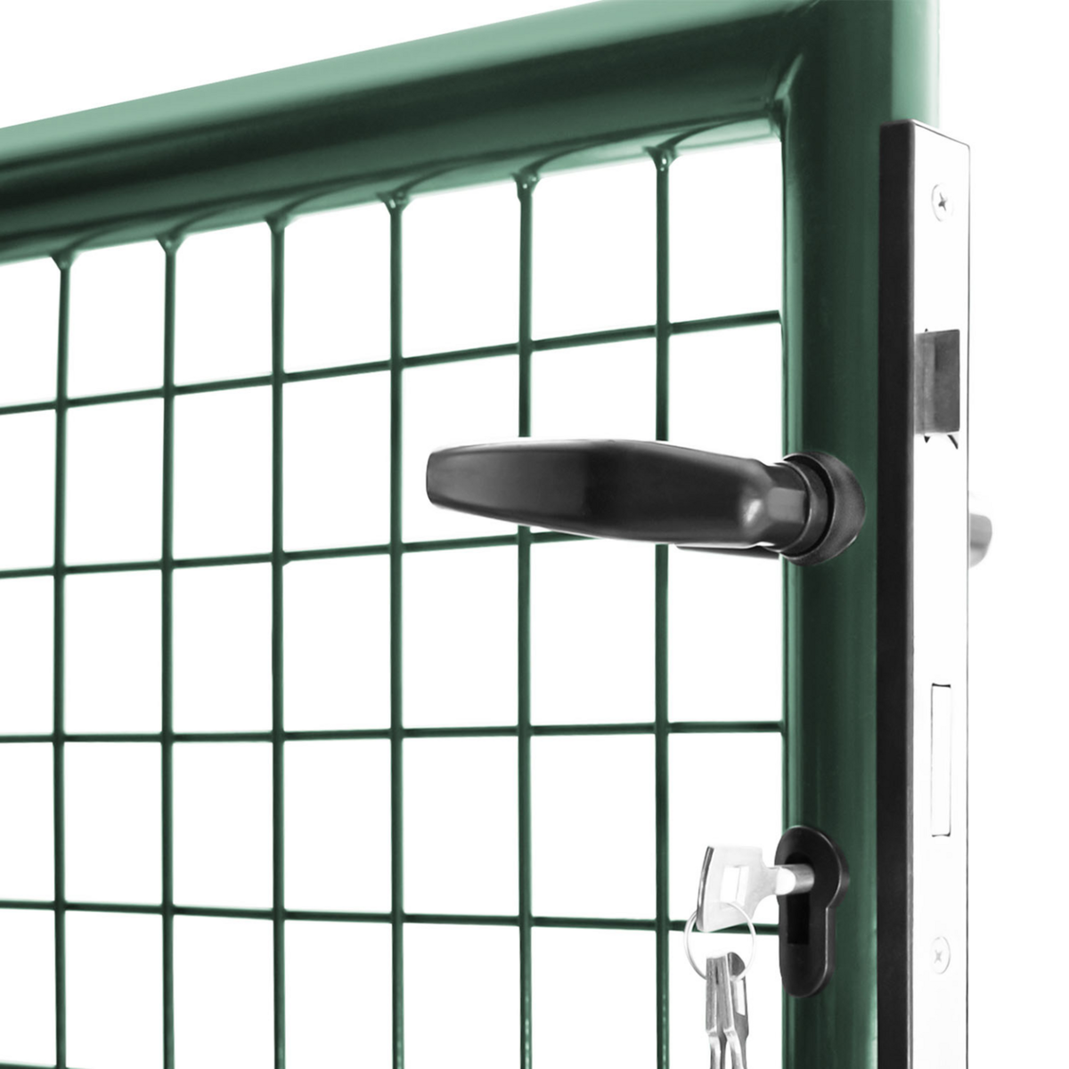 ID MARKET Portillon de jardin 105 x 150 cm en acier vert avec serrure et poignée