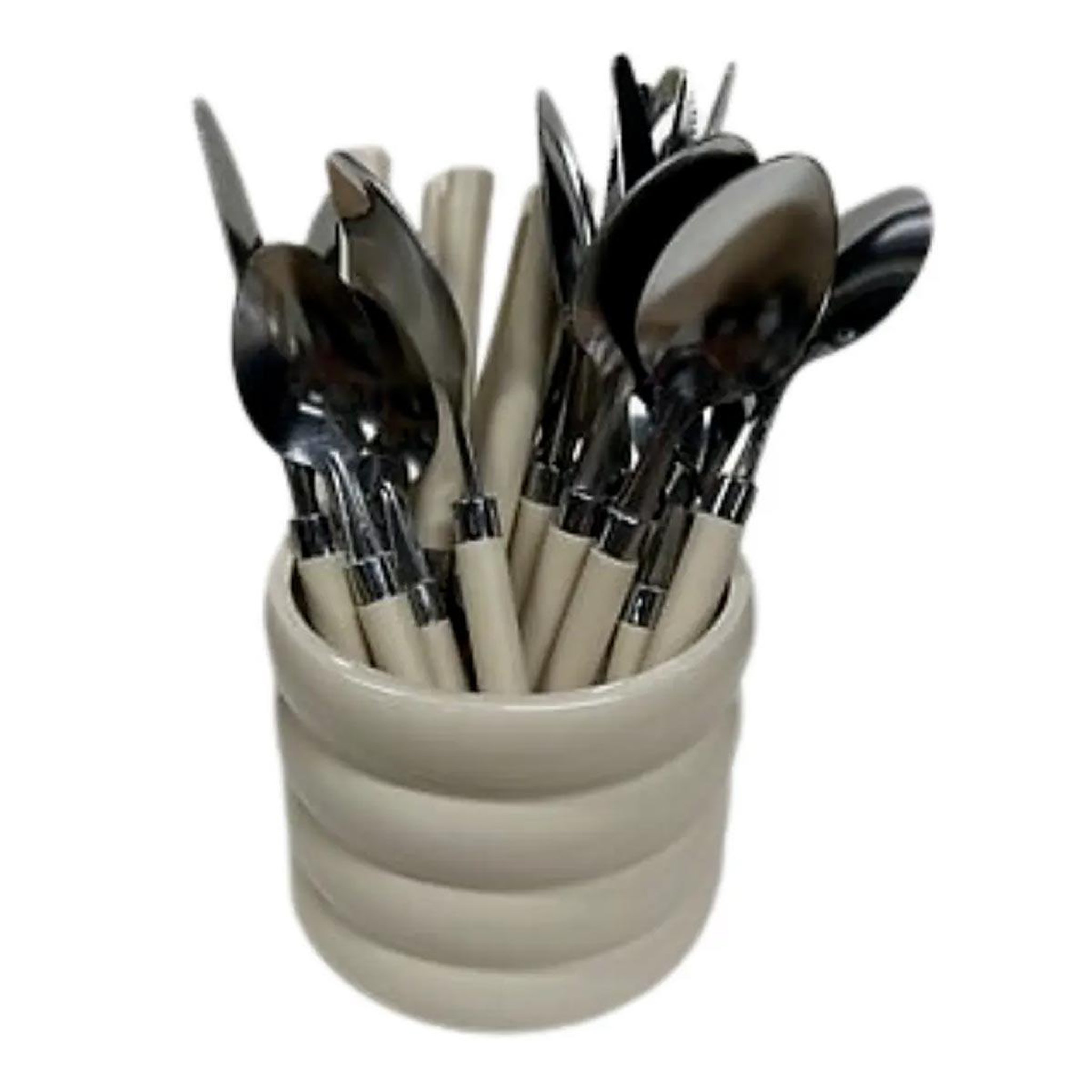 SECRET DE GOURMET Ménagère 24 pièces avec rack  elsa  20cm crème