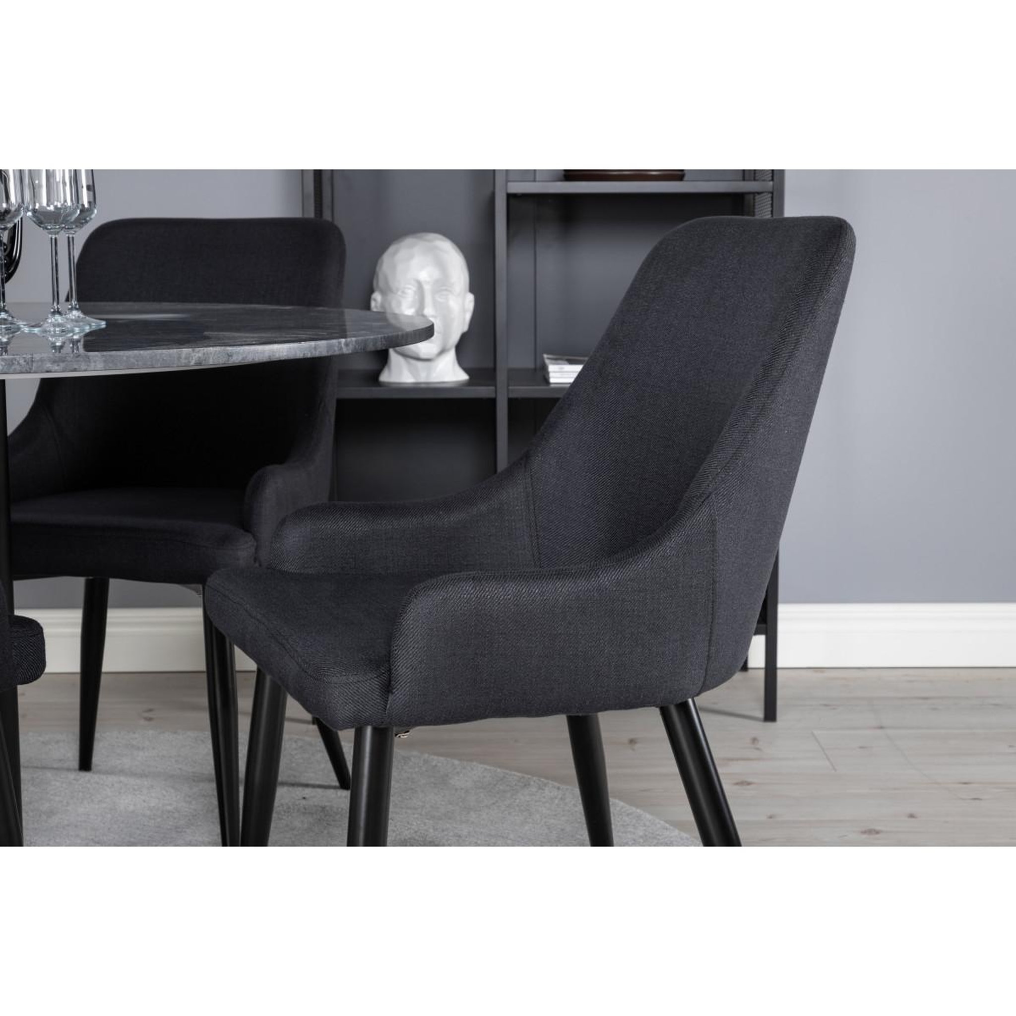 Voir la diapositive 5 : Paris Prix Ensemble Table à Manger & 4 Chaises  Estelle & Plaza  106cm Gris Foncé & Noir