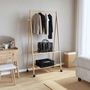 Voir la diapositive 2 : VIDAXL Porte vêtements et étagères et roulettes 96x45,5x155,5cm bambou