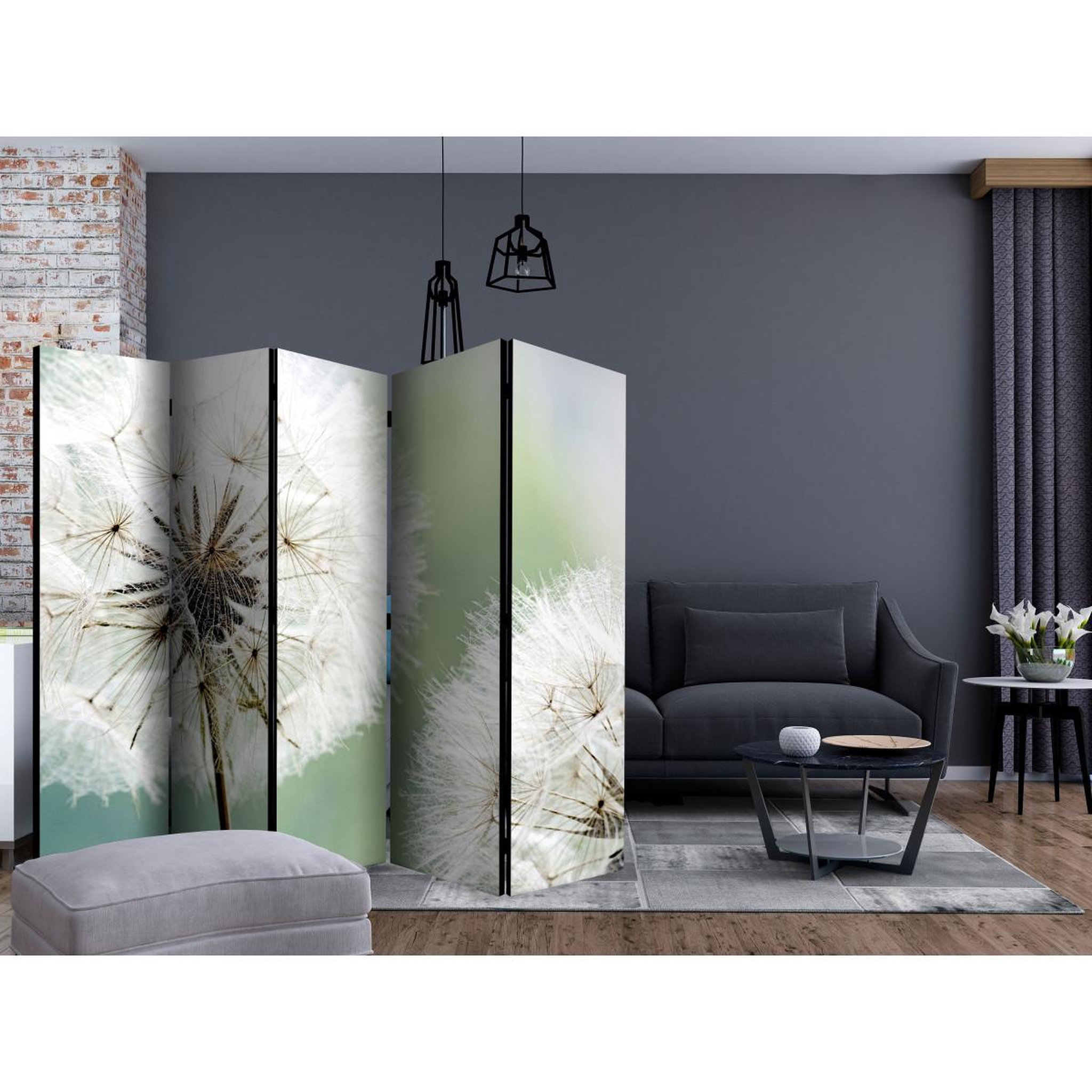 Voir la diapositive 2 : Paris Prix Paravent 5 volets  two dandelions  172x225cm