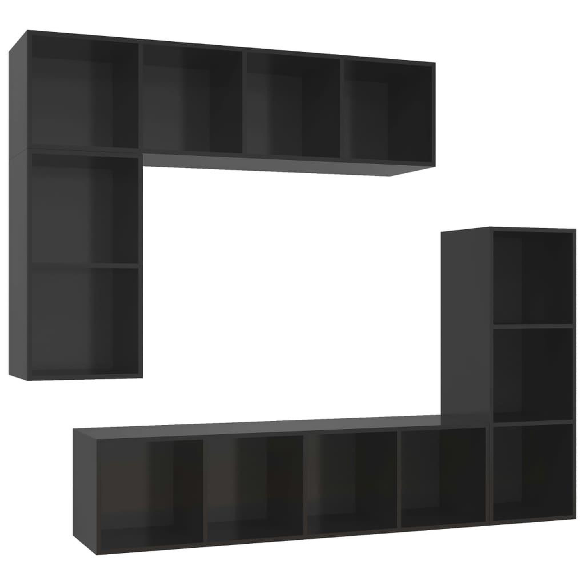 Voir la diapositive 2 : VIDAXL Ensemble de meubles TV 4 pcs Noir brillant Bois d'ingenierie