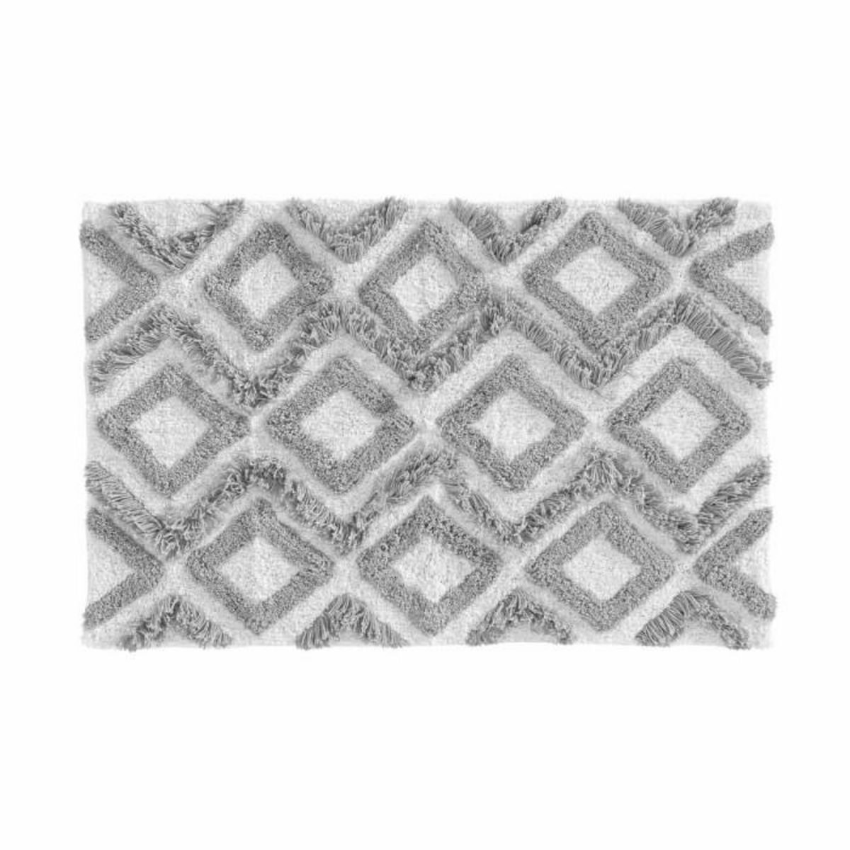 Paris Prix Tapis de Salle de Bain  Ikatis  50x80cm Blanc & Gris