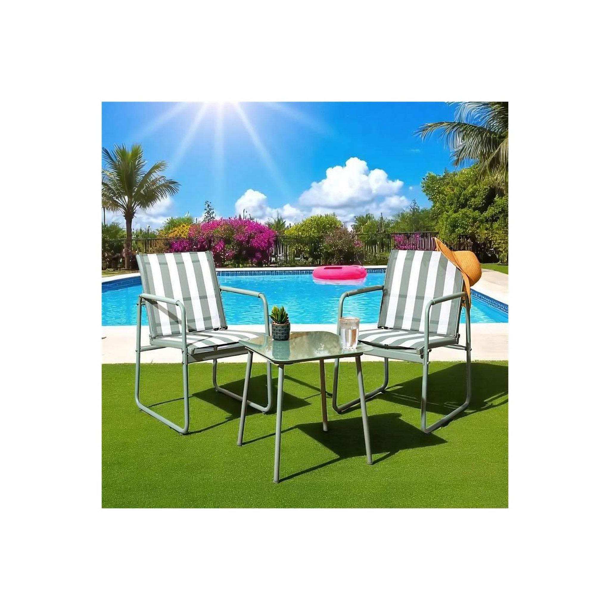 Voir la diapositive 4 : The Home Deco Factory Salon de jardin 2 places  namur  82cm vert