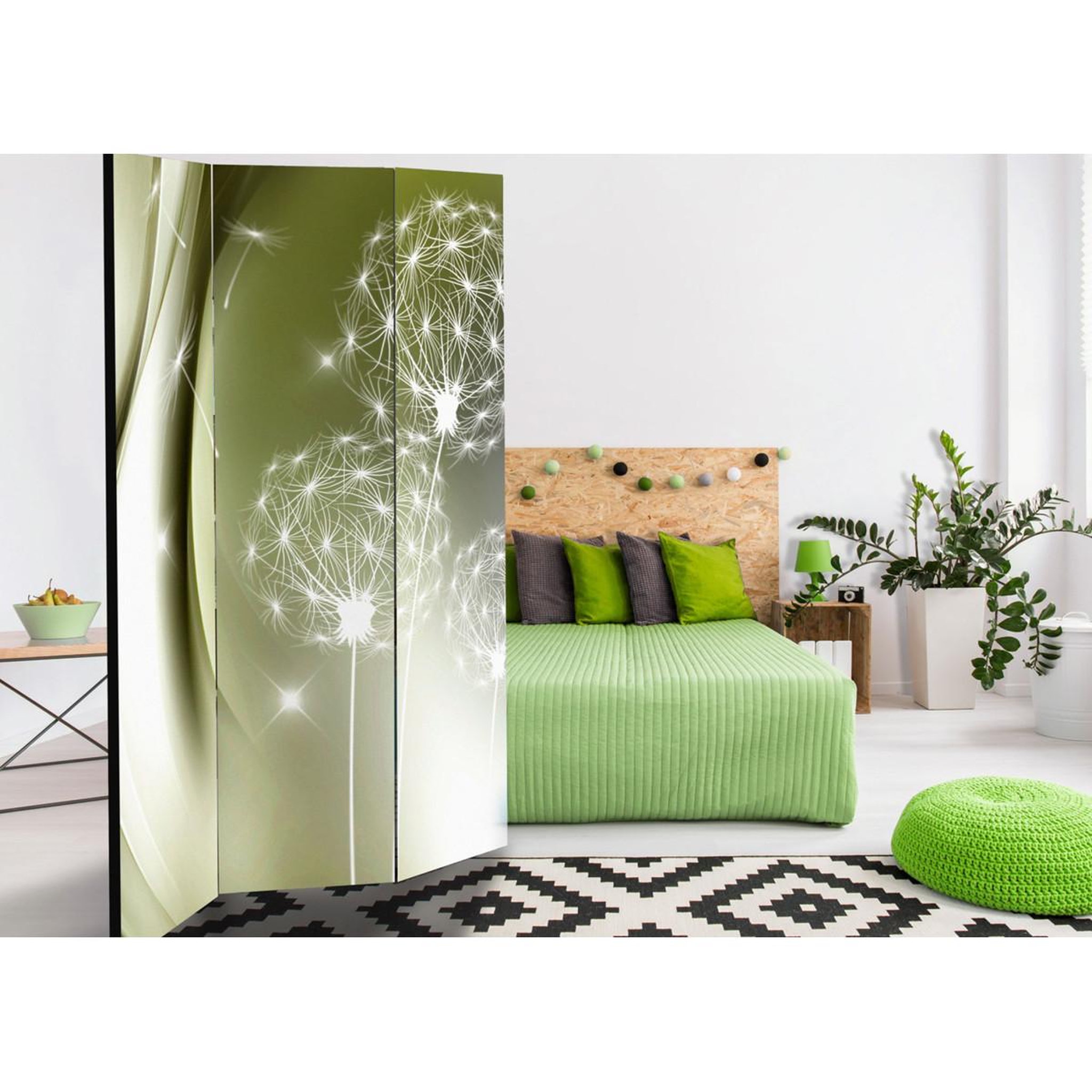 Voir la diapositive 2 : Paris Prix Paravent 3 volets  green gentleness  135x172cm
