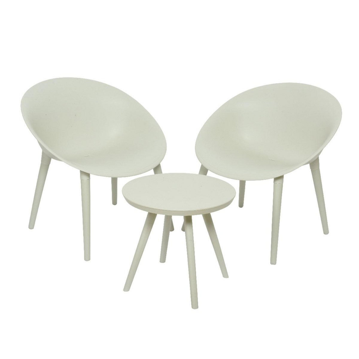 JARDIDECO Salon de jardin en plastique Marbella blanc - Jardideco