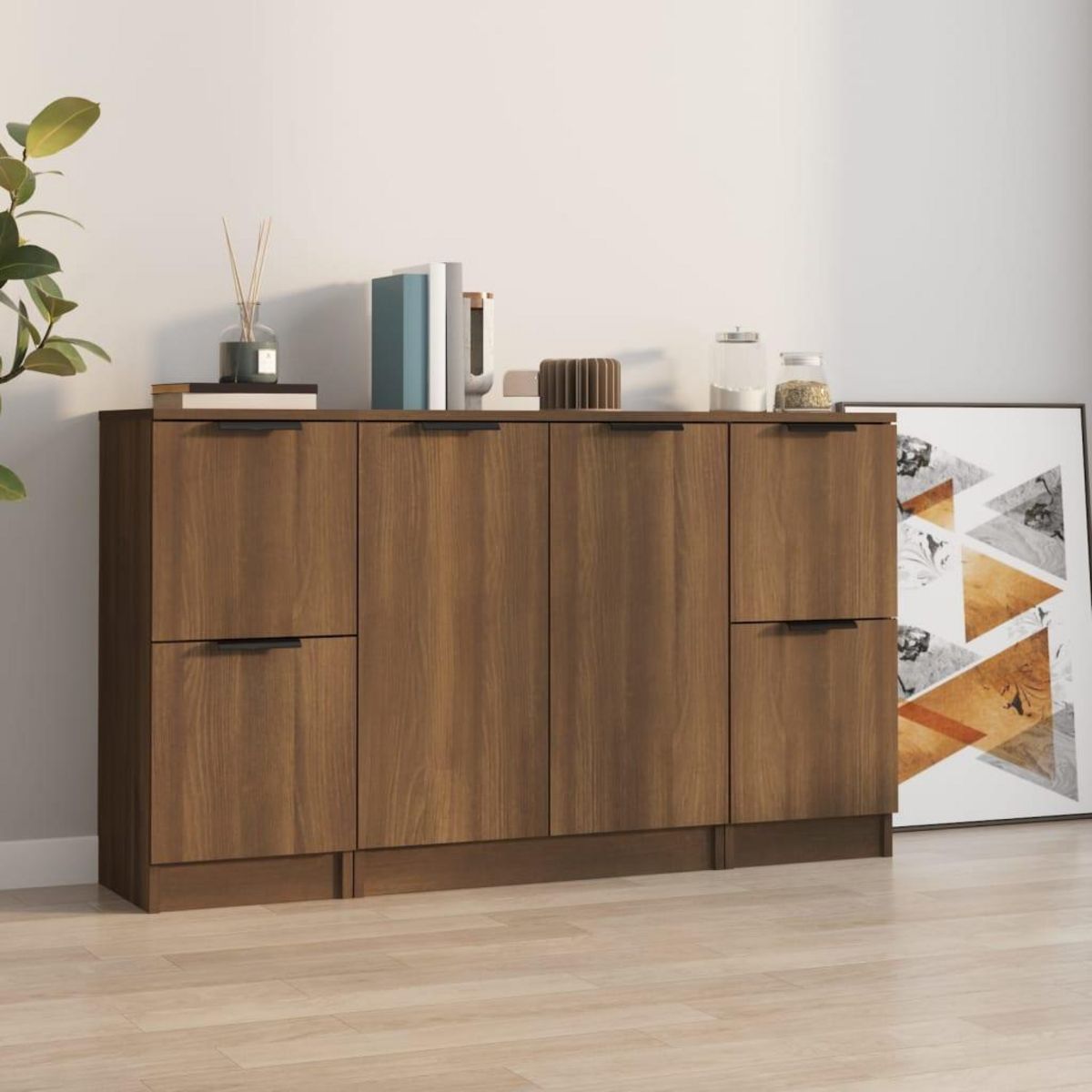 VIDAXL Buffets 3 pcs Chene marron Bois d'ingenierie