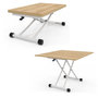 Voir la diapositive 4 : ID MARKET Table basse 2 en 1 relevable en table à manger rectangulaire URBANA 100 cm bois et blanc
