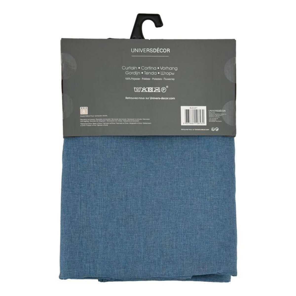 UNIVERS DECOR Paire de rideaux tamisant à œillets Effet Lin  Moonlight  Bleuet - Bleu - 2 Panneaux 140 x 260 cm