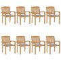 Voir la diapositive 1 : VIDAXL Chaises de jardin empilables avec coussins lot de 8 Teck solide