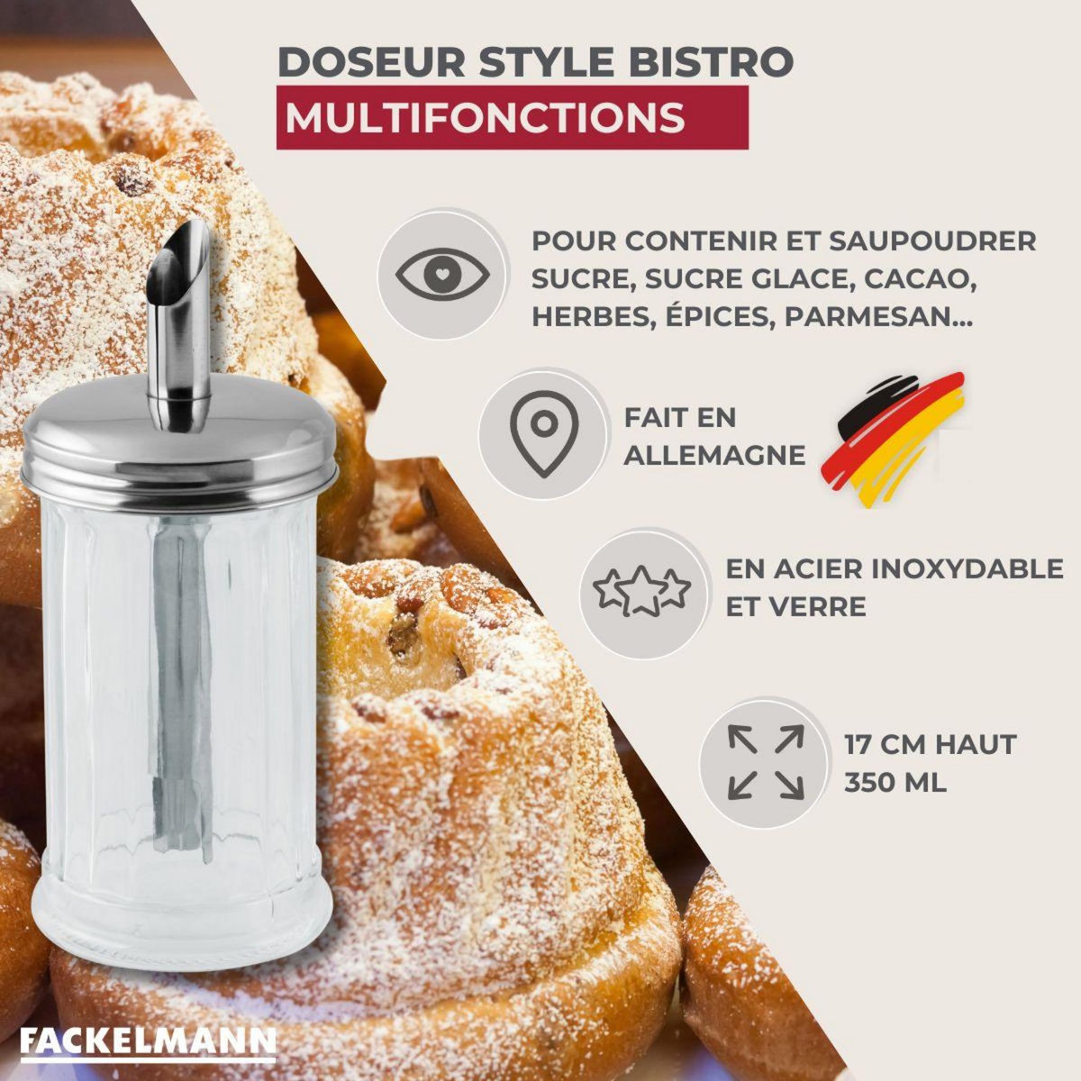 Fackelmann Doseur à sucre 350 ml Bistro Fackelmann