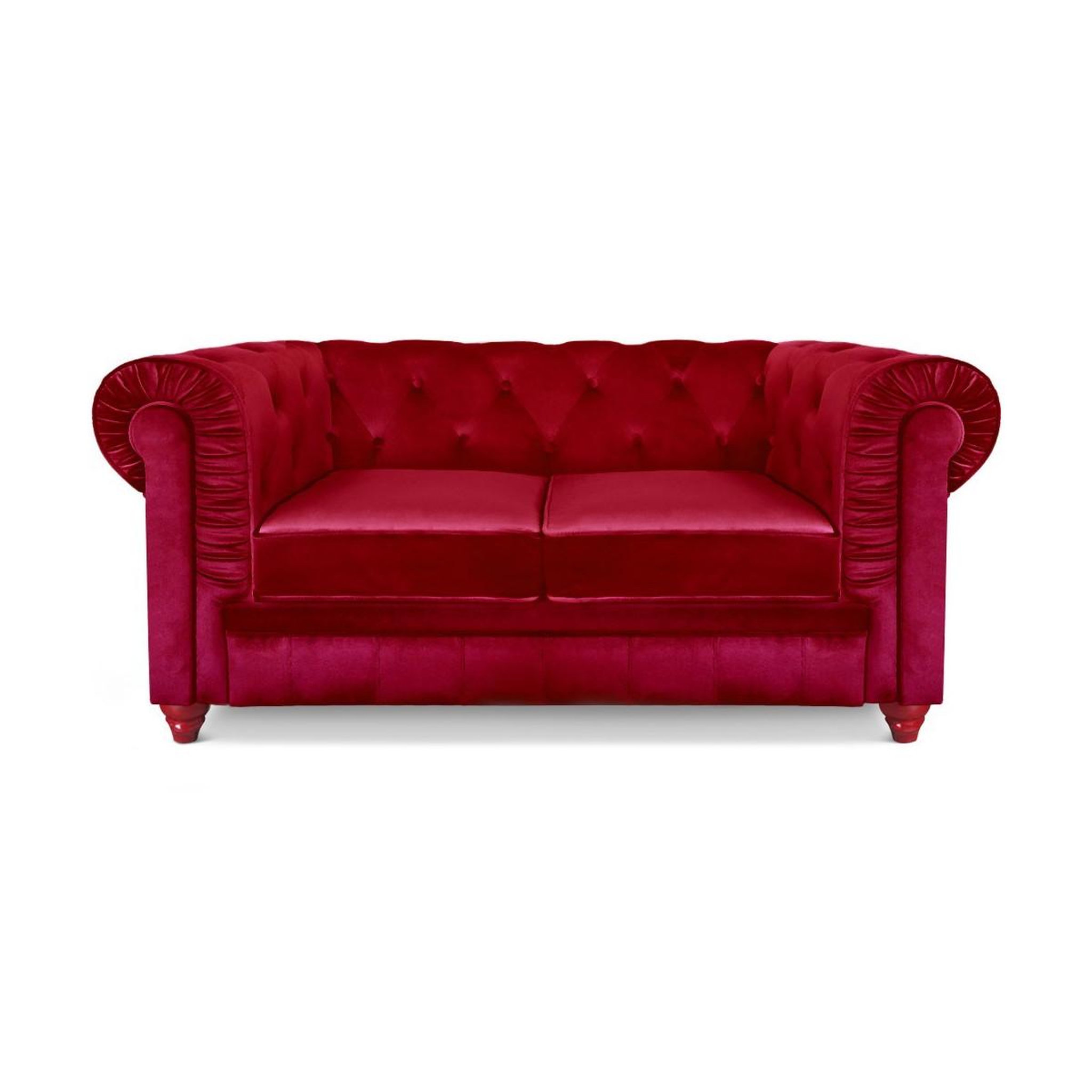 Paris Prix Canapé 2 places velours  chesterfield  158cm rouge