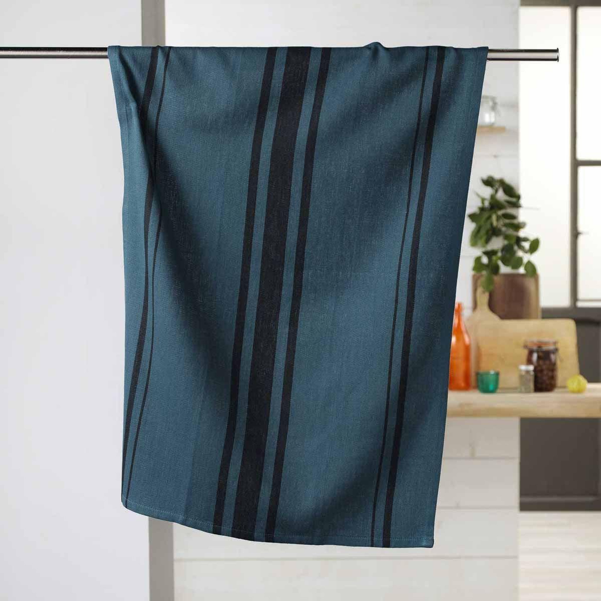 Voir la diapositive 2 : Douceur d'Intérieur Torchon en coton tissé  comptoir  50x70cm marine