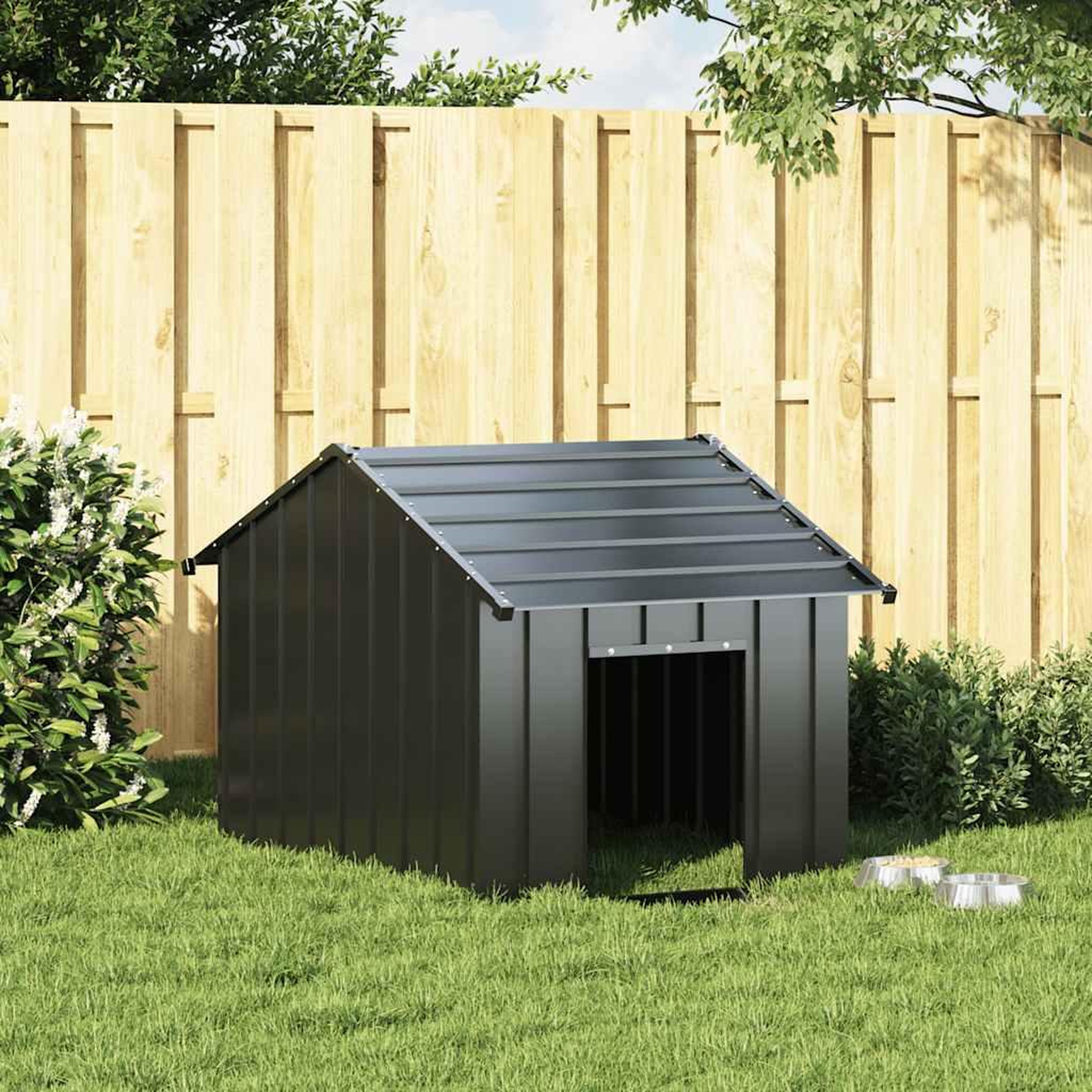 Voir la diapositive 2 : VIDAXL Niche pour chien avec toit noir 83x130x85 cm acier galvanise