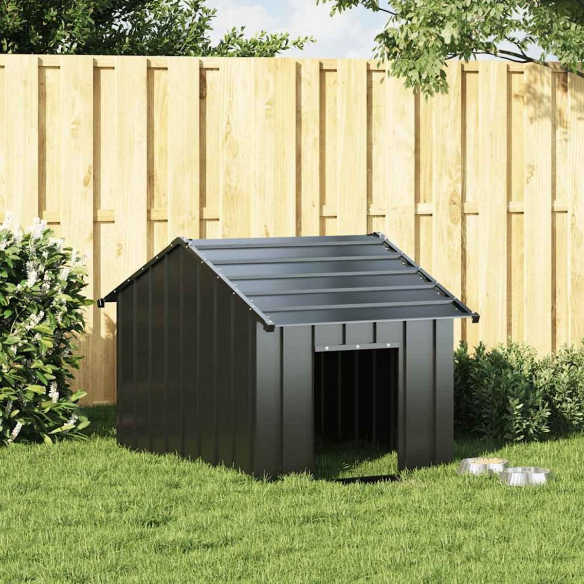 VIDAXL Niche pour chien avec toit noir 83x130x85 cm acier galvanise