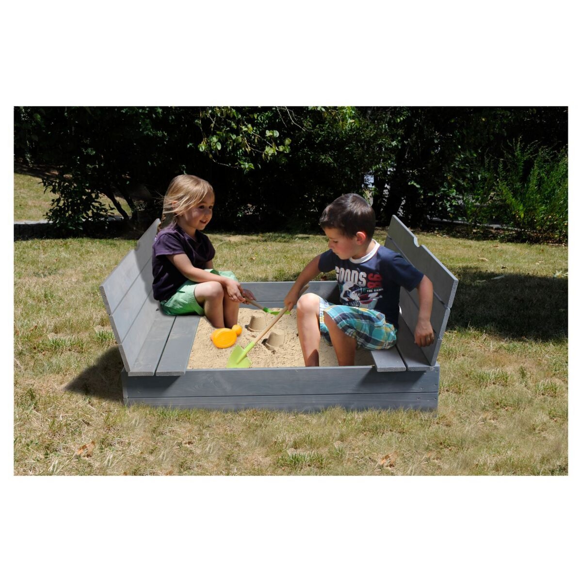Soulet Bac à sable en bois avec 2 bancs 