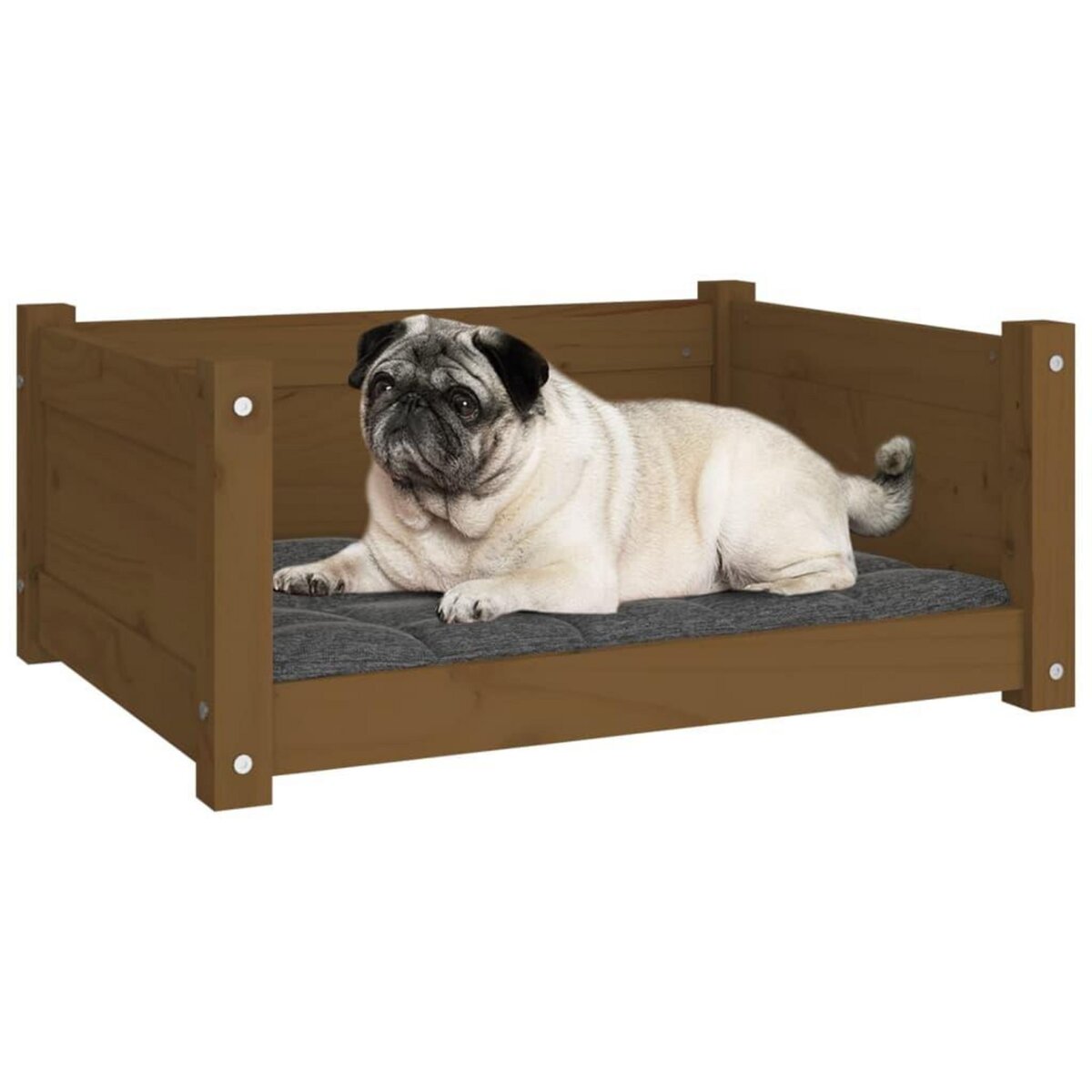 VIDAXL Lit pour chien Marron miel 65,5x50,5x28 cm Bois de pin solide