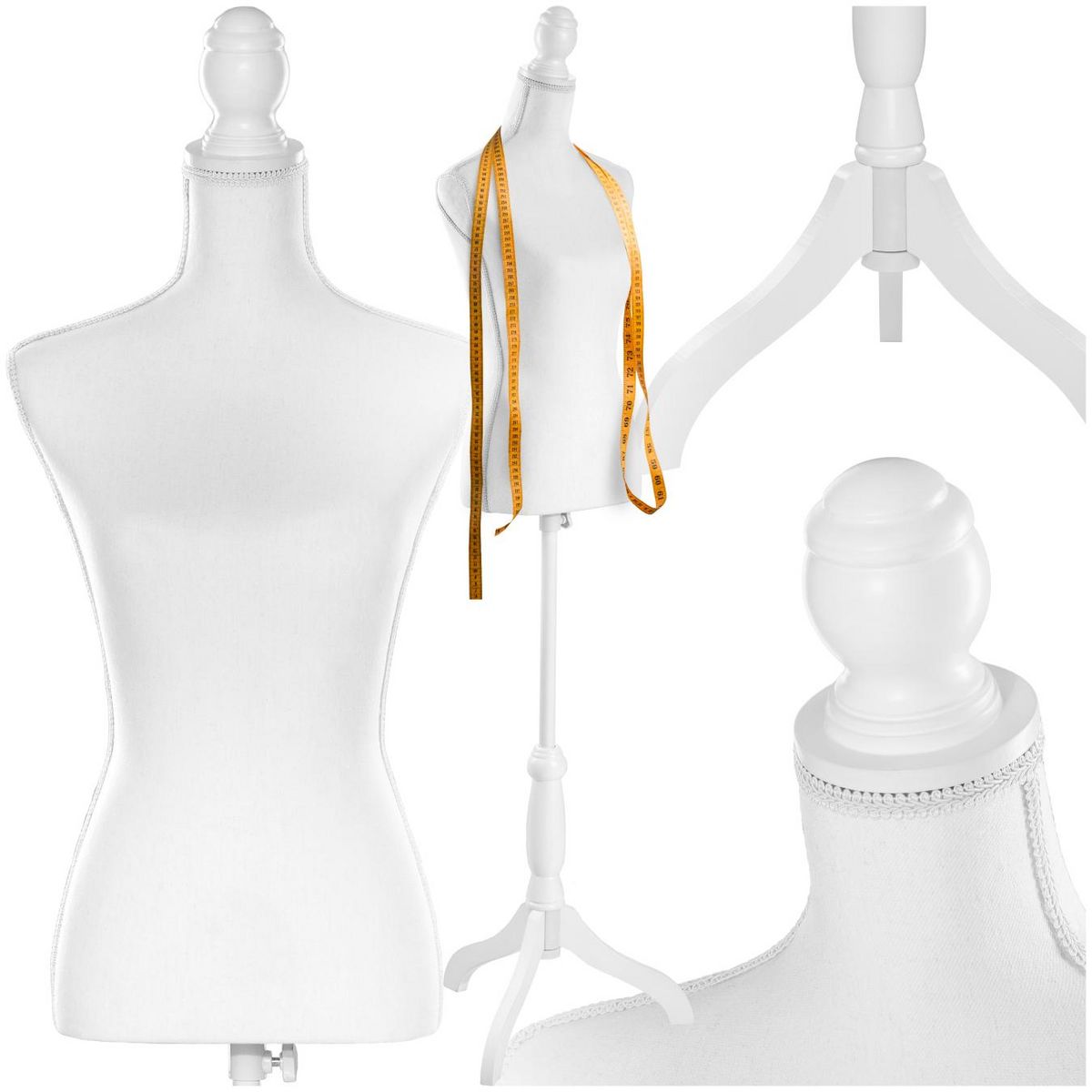 tectake Mannequin de couture torse blanc