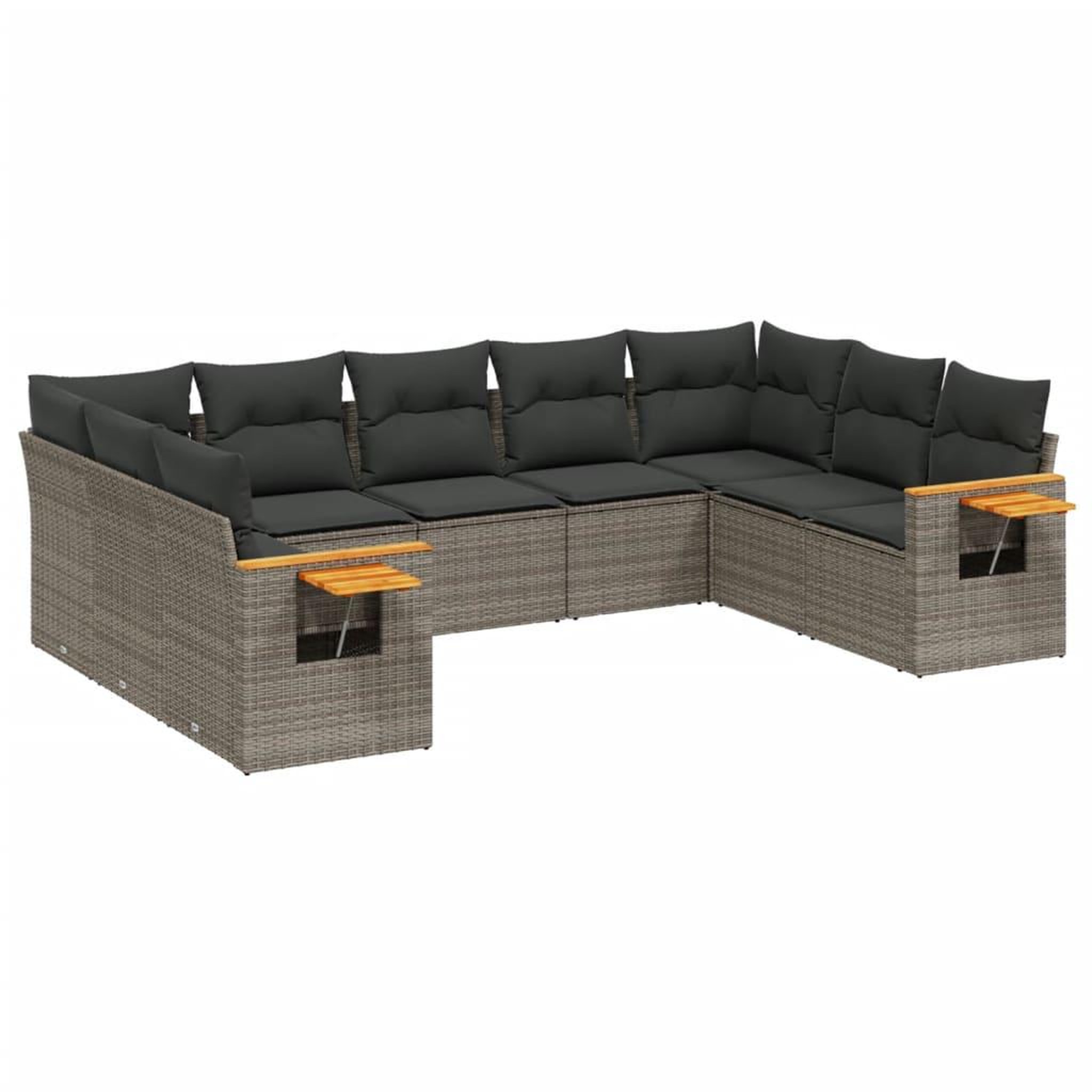 Voir la diapositive 2 : VIDAXL Salon de jardin 9 pcs avec coussins gris resine tressee