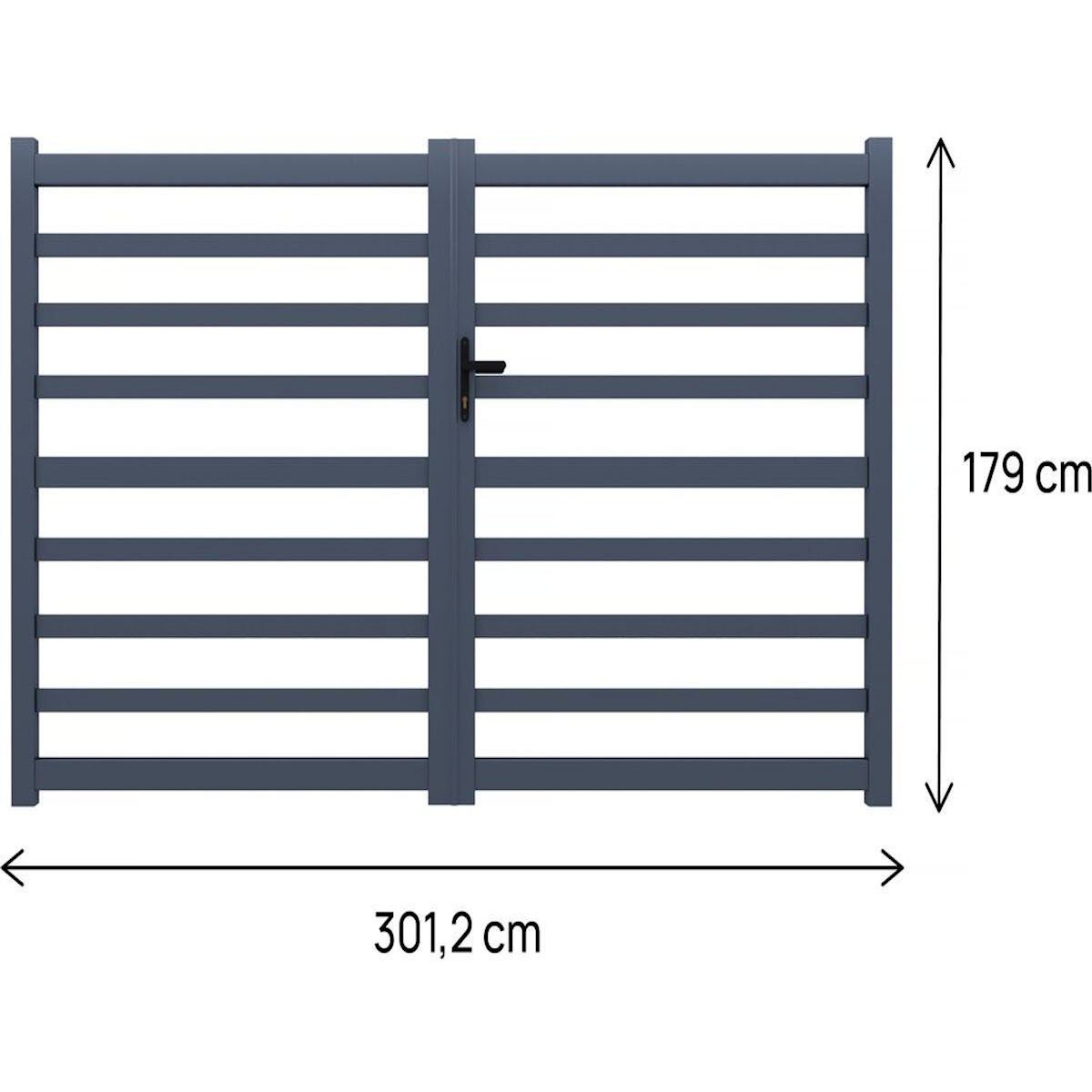 Habitat et Jardin Portail aluminium ajouré  Martin  - 300 x 180 cm - Gris