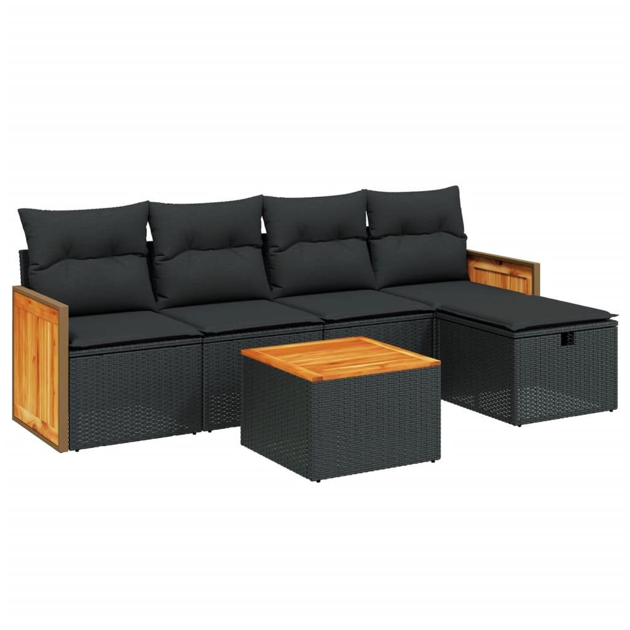 Voir la diapositive 2 : VIDAXL Salon de jardin 6 pcs avec coussins noir resine tressee