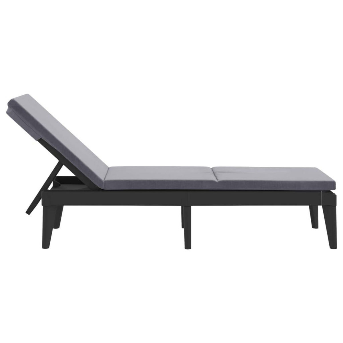 VIDAXL Chaise longue avec coussin anthracite 186x60x29 cm PP