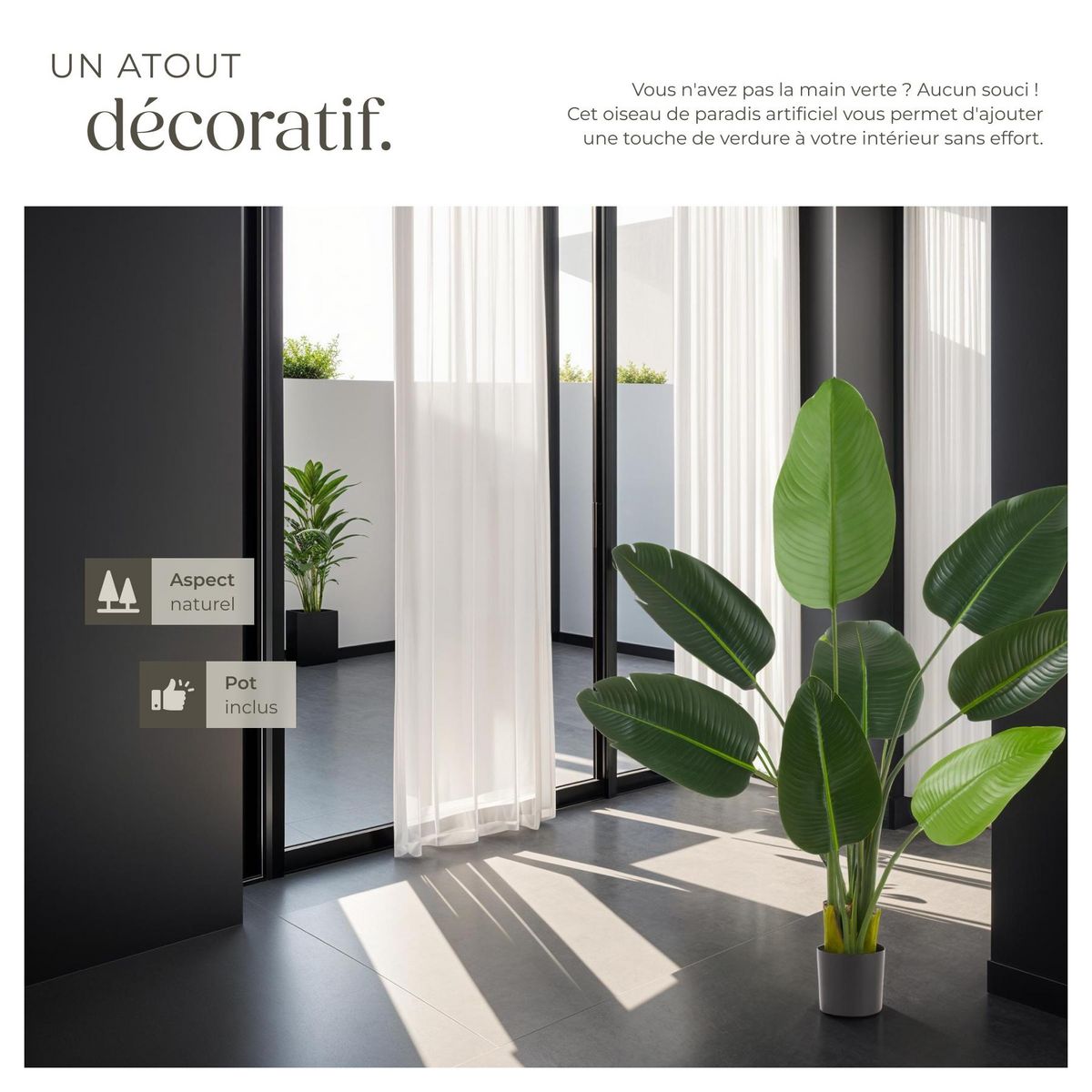 tectake Arbre artificiel oiseau du paradis design très réaliste vert