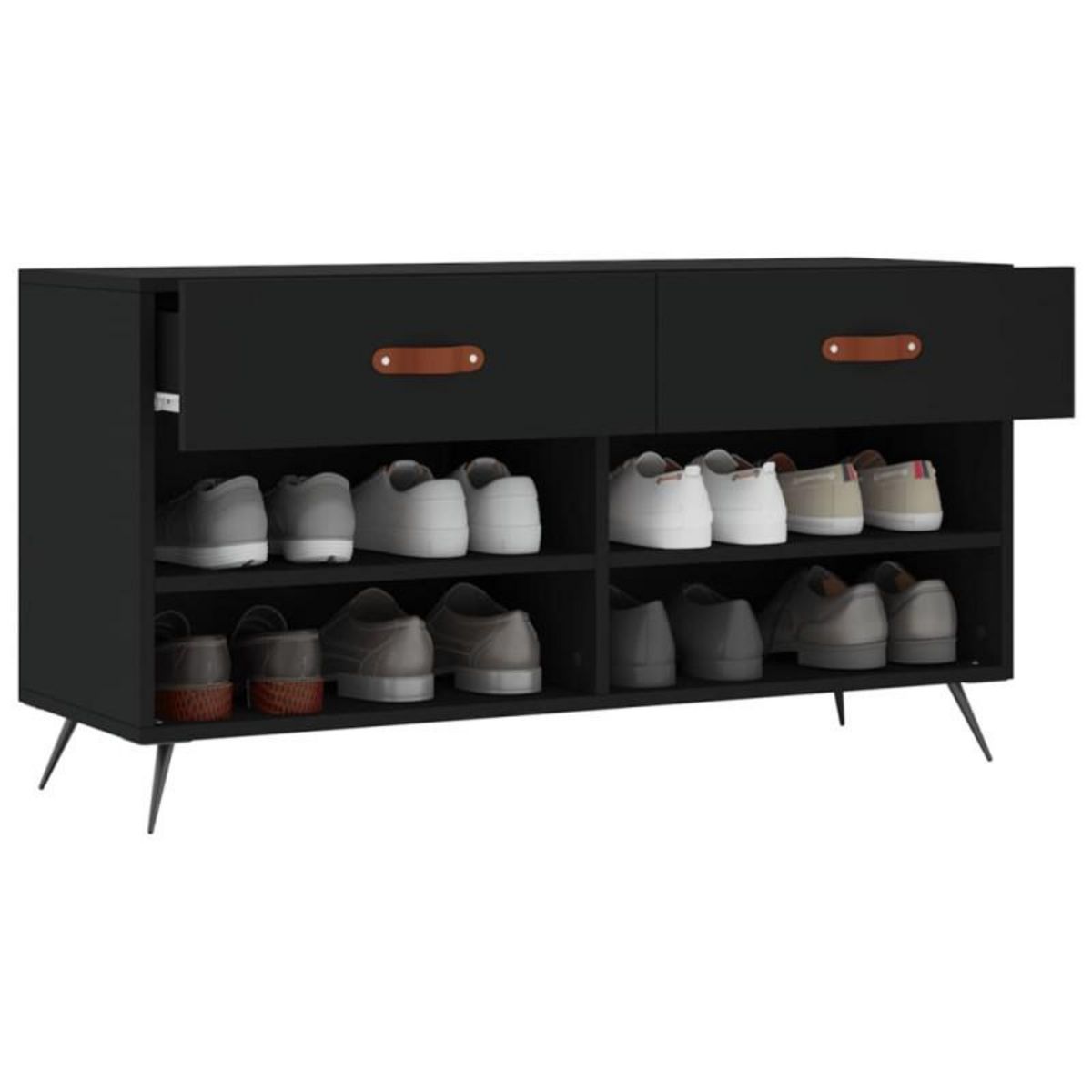 VIDAXL Banc à chaussures noir 102x35x55 cm bois d ingénierie