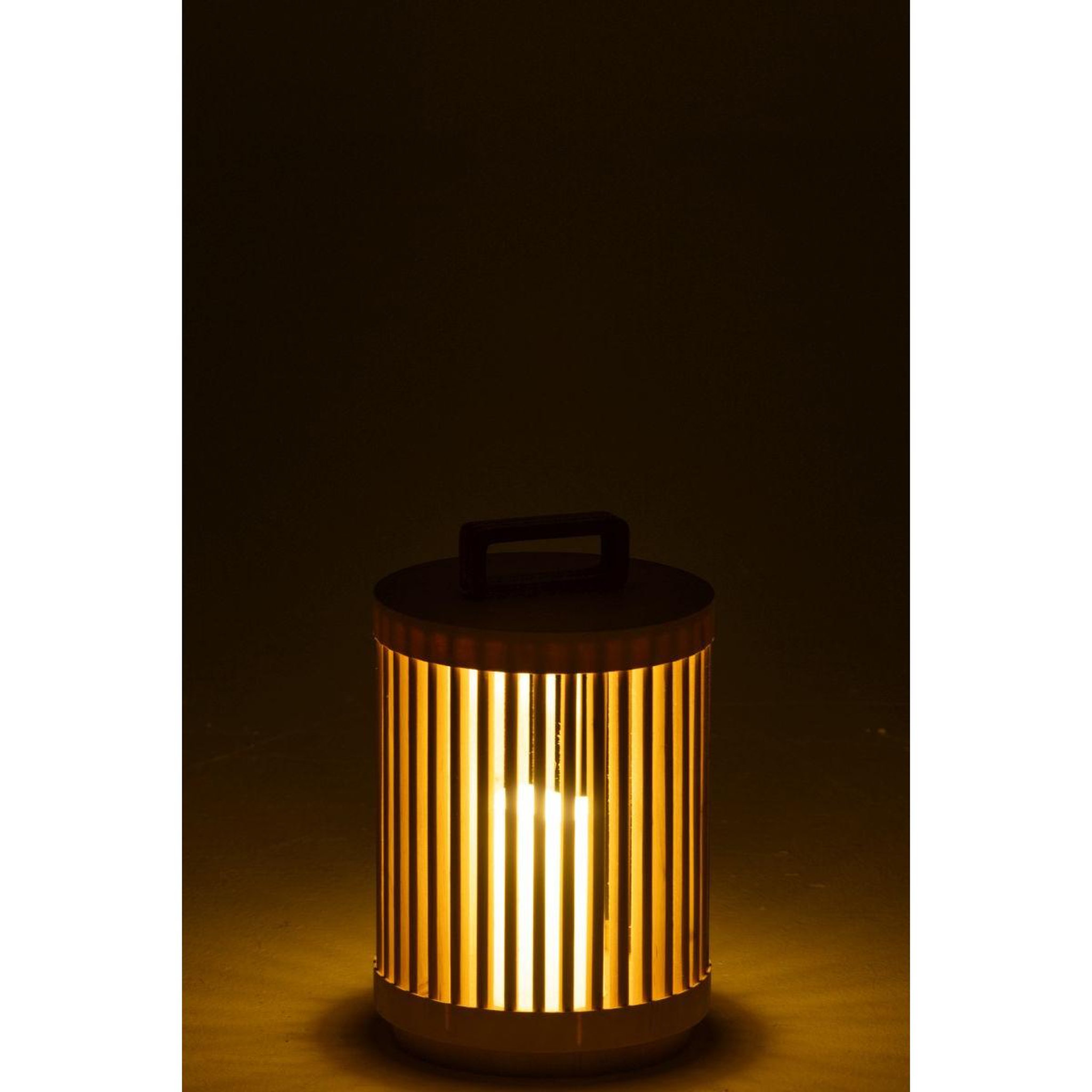 Voir la diapositive 3 : J-LINE Lampe à poser à led en bois  cylindrique  32cm naturel