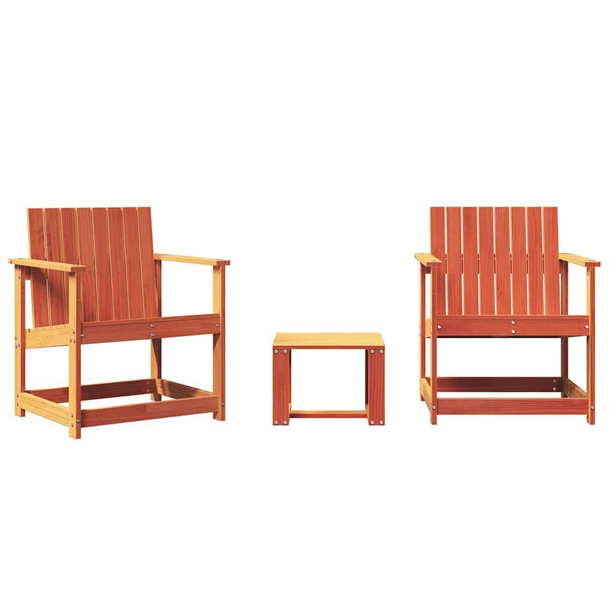 Voir la diapositive 2 : VIDAXL Salon de jardin 3 pcs cire marron bois de pin massif