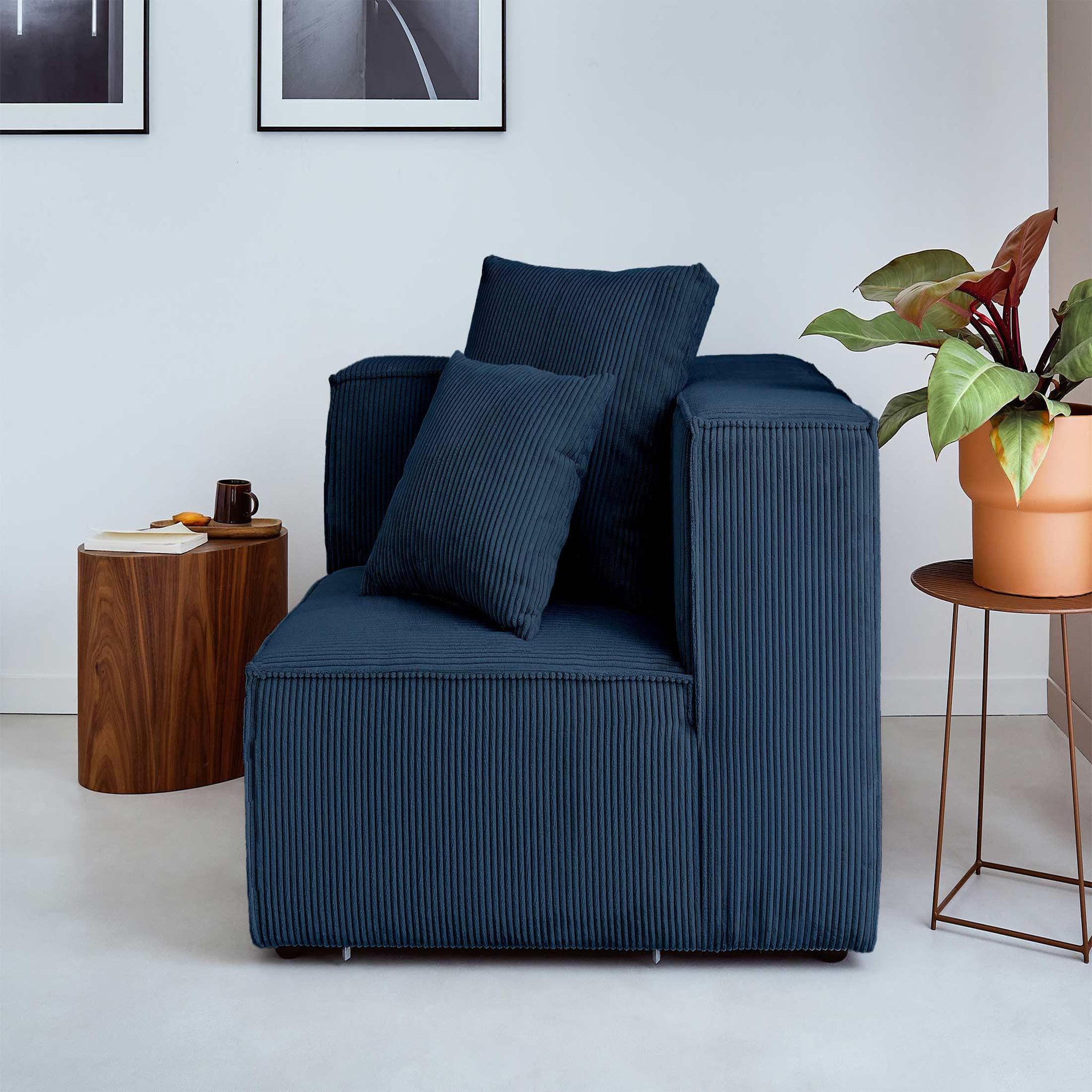 Voir la diapositive 2 : LISA DESIGN Colombine - module d'assise d'angle réversible - en velours côtelé