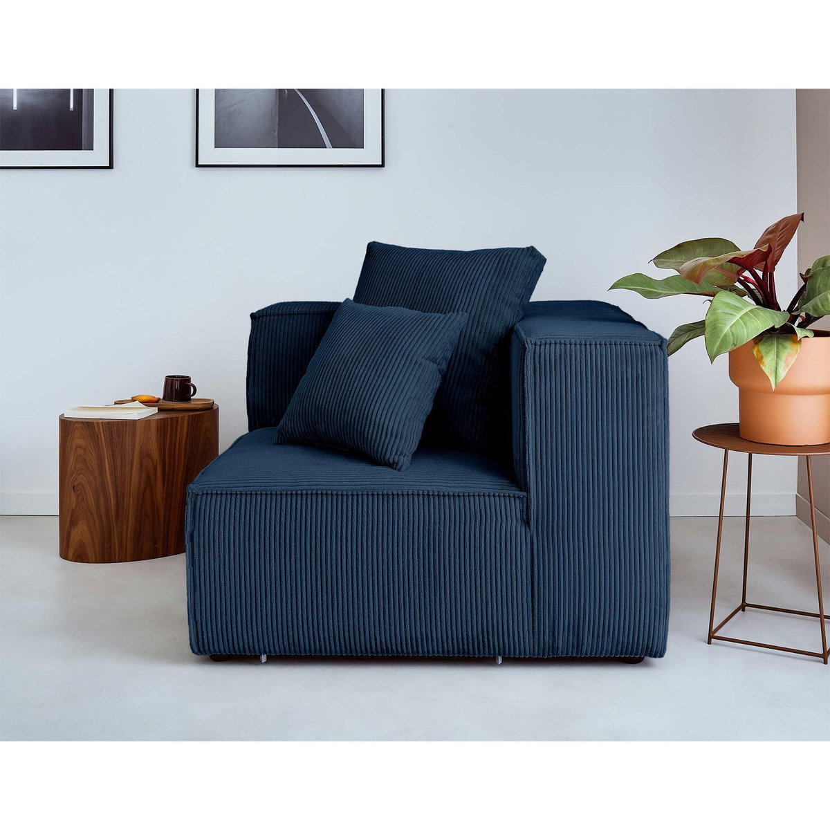 LISA DESIGN Colombine - module d'assise d'angle réversible - en velours côtelé