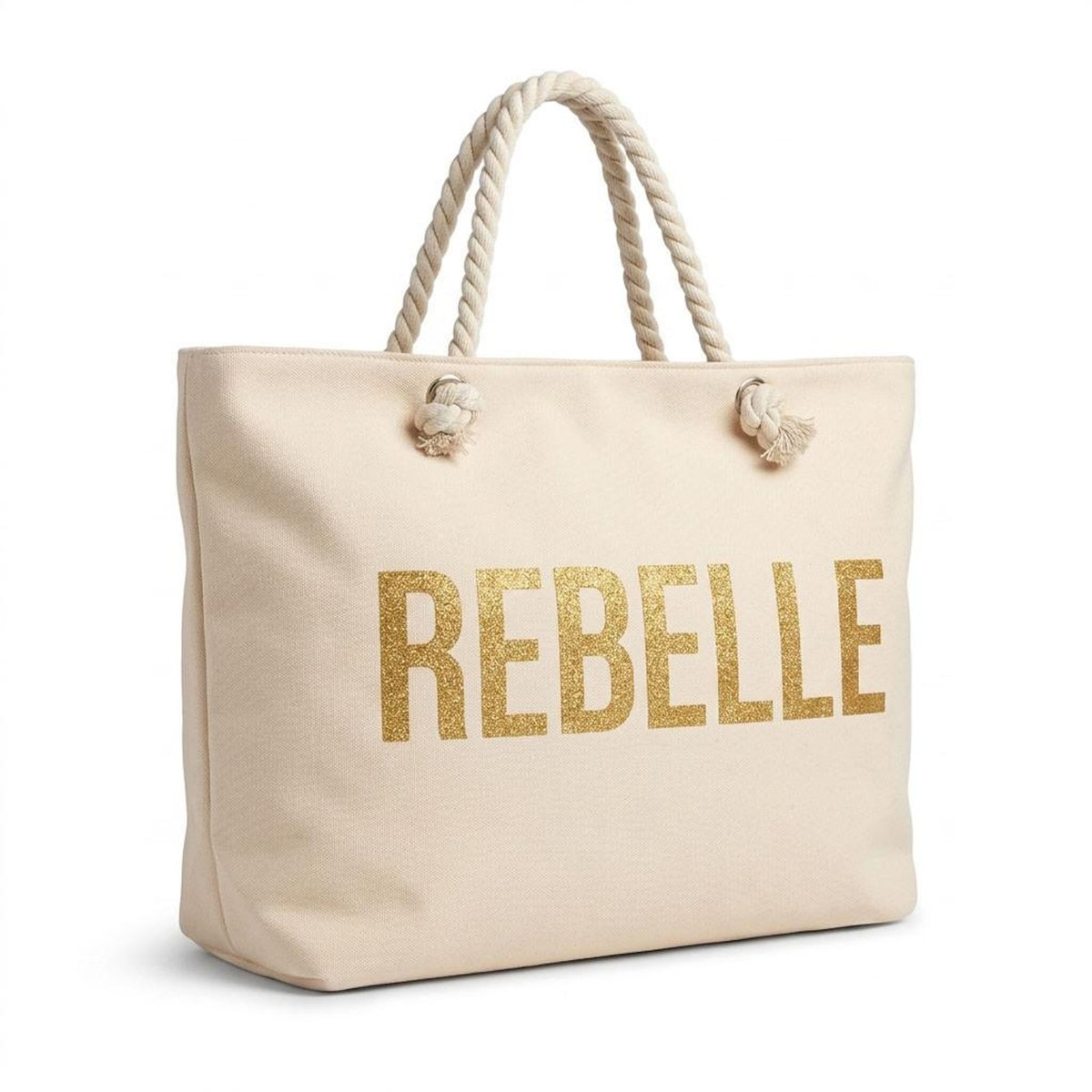 OZABI OZABI Sac de Plage Femme Jute Synthétique – Message Pailleté – Cordage