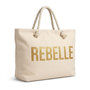 Voir la diapositive 1 : OZABI OZABI Sac de Plage Femme Jute Synthétique – Message Pailleté – Cordage