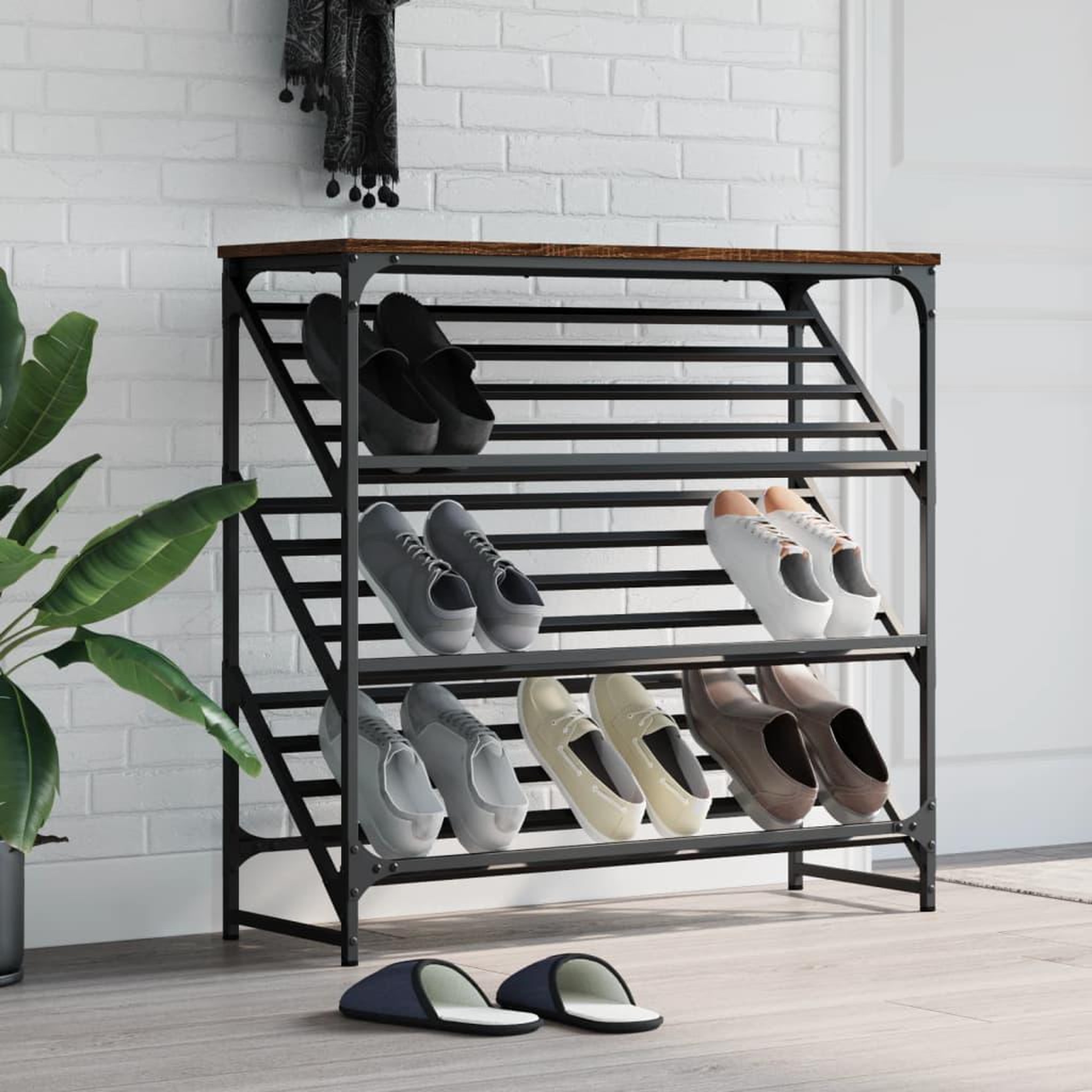 VIDAXL Etagere a chaussures chene marron 90x30x85 cm bois d'ingenierie