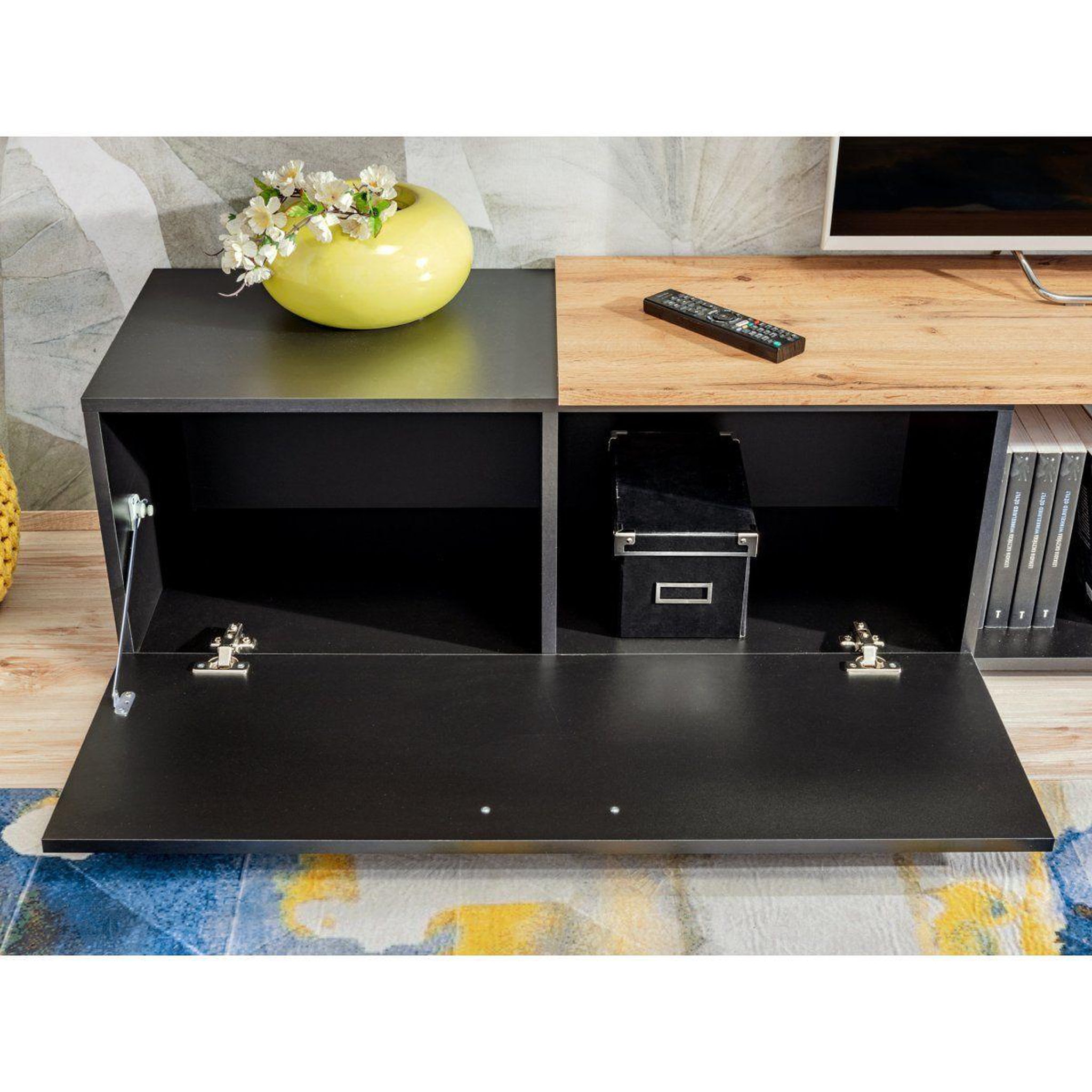 Voir la diapositive 5 : Paris Prix Ensemble meuble tv design  maze ii  200cm noir & naturel