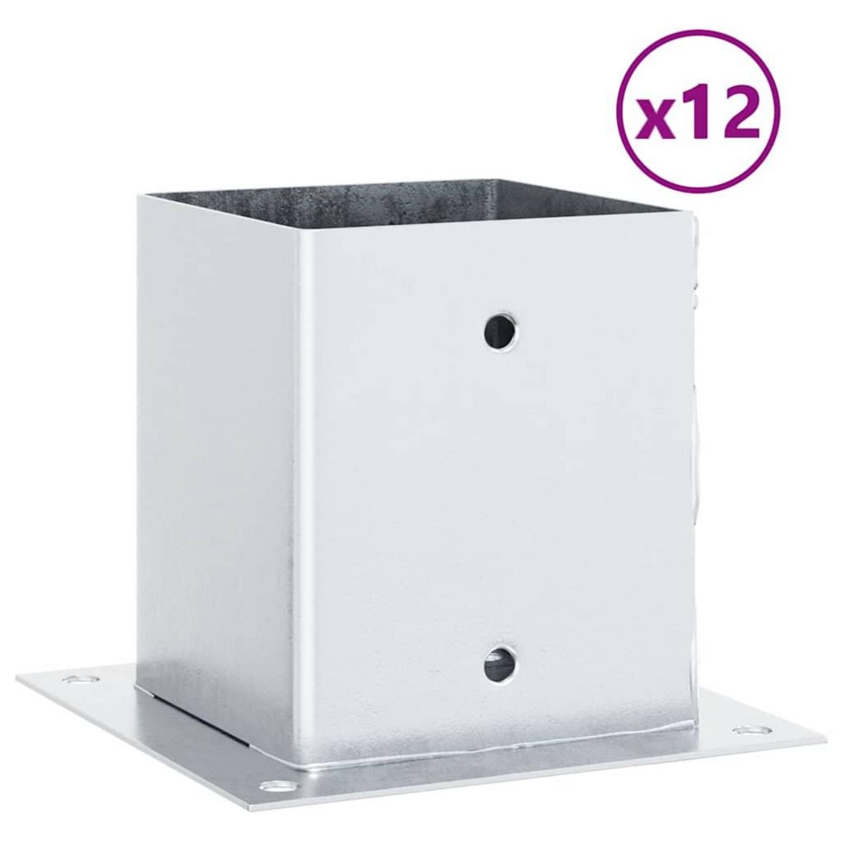 VIDAXL Bases de poteau carrees 12pcs argent 101x101 mm acier galvanise