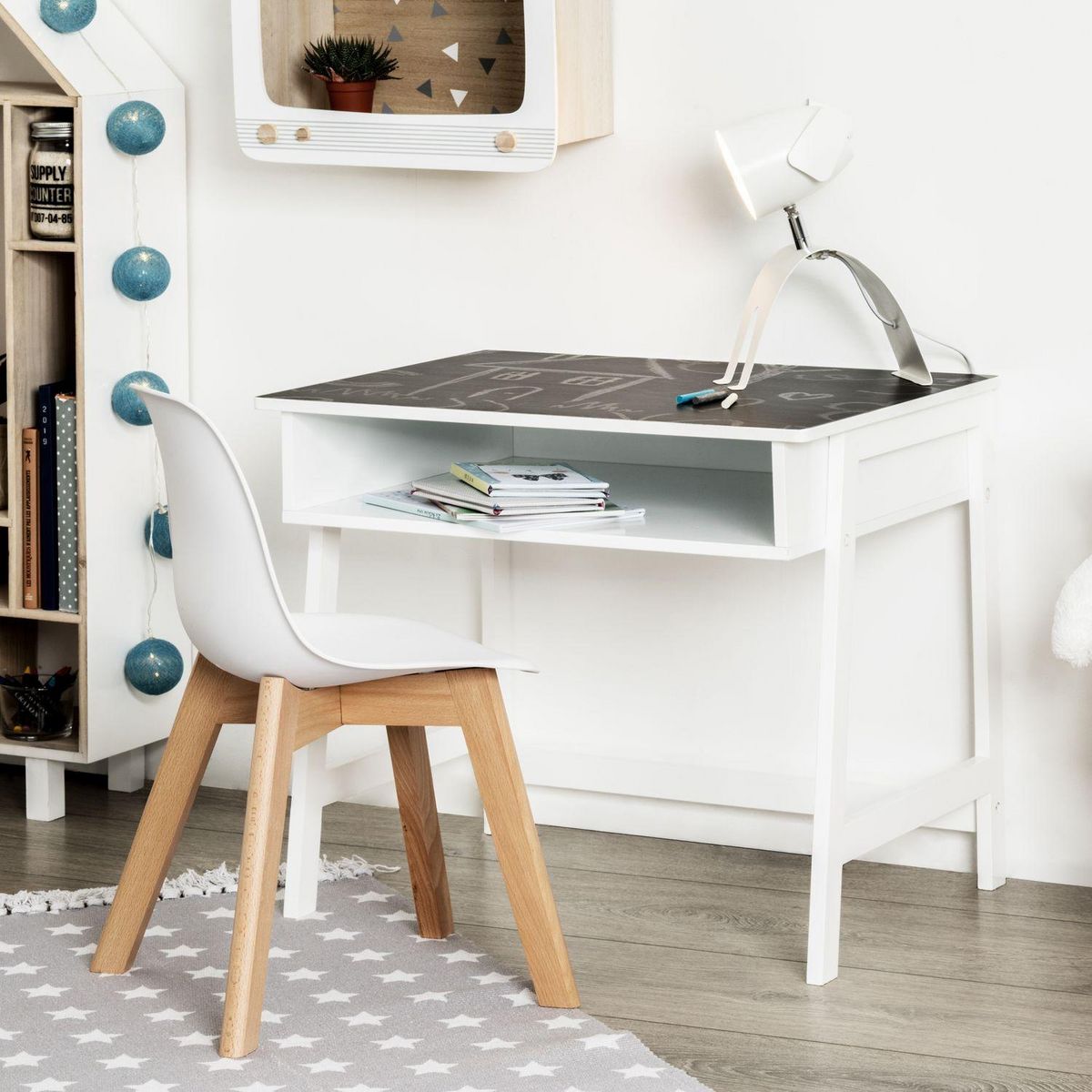 Atmosphera Kids Bureau enfant Douceur - Plateau en ardoise  - Blanc