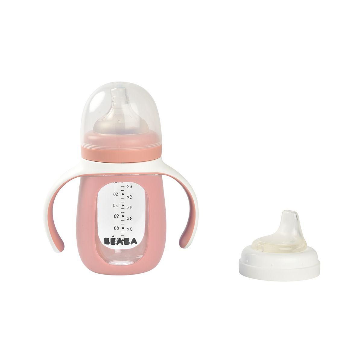 BEABA Tasse verre d apprentissage 2 en 1 210 ml