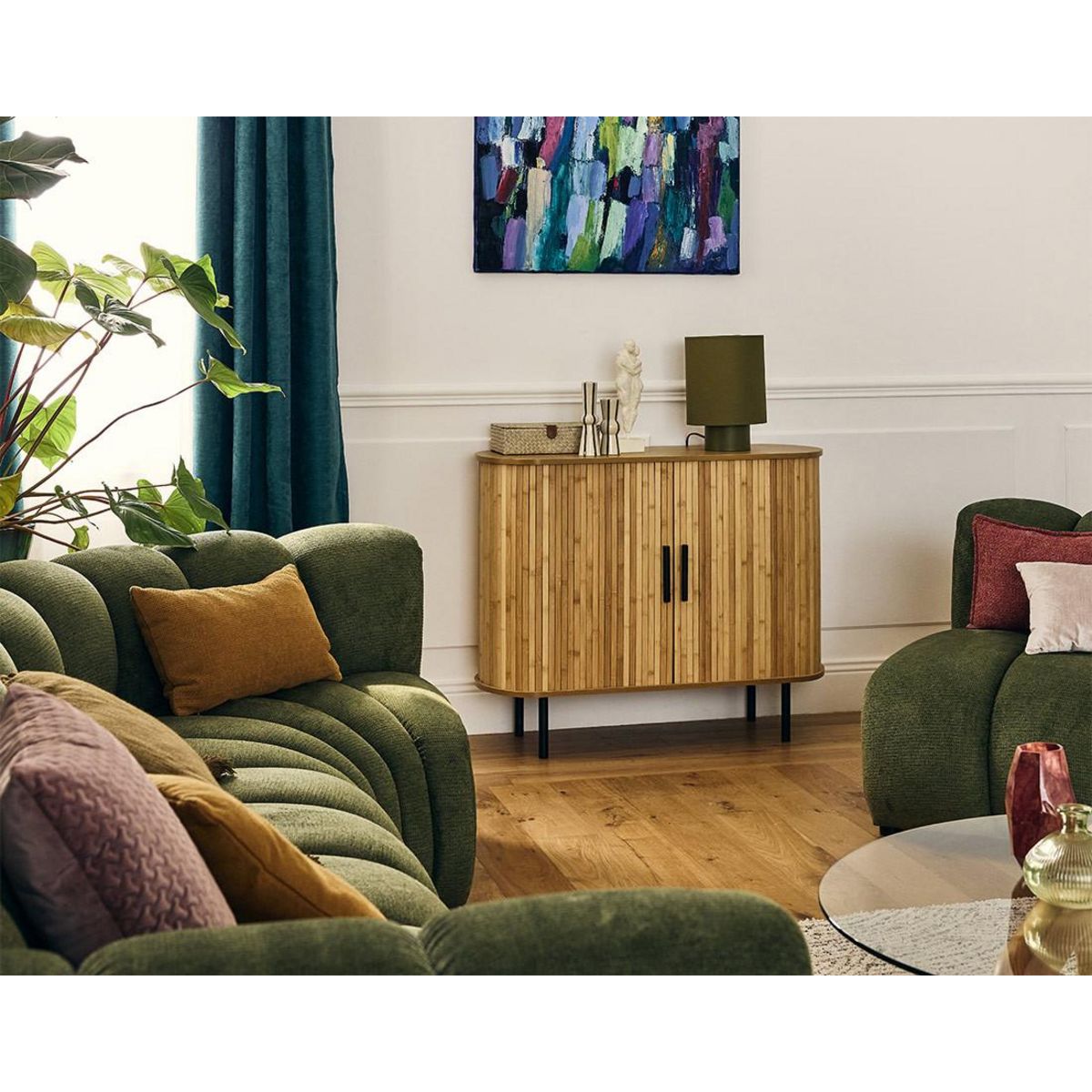 BEST MOBILIER Kofu - buffet bas - bambou - 2 portes - 100 cm