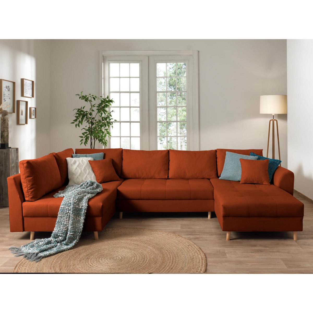 LISA DESIGN Rune - canapé panoramique avec pouf d'appoint - 7 places - style scandinave - gauche