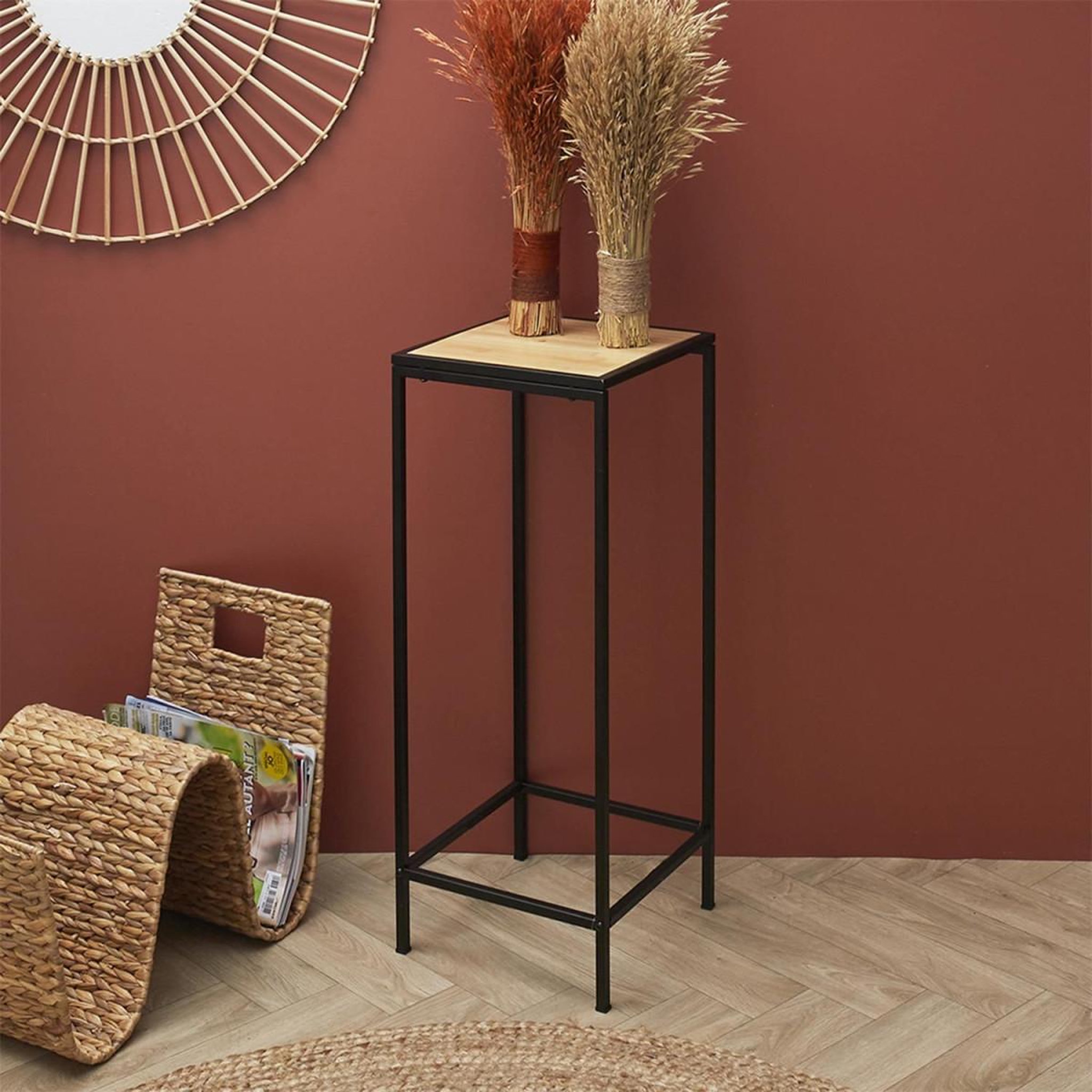 Voir la diapositive 4 : The Home Deco Factory Sellette design bambou  rosa  70cm noir & beige