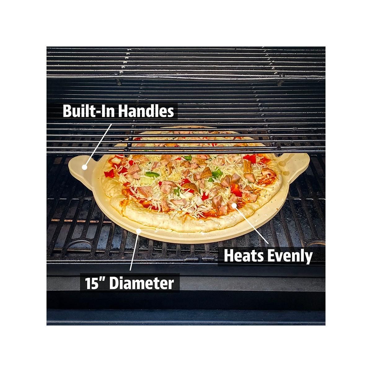 PITBOSS Pierre à Pizza Four - Pierre de Cuisson 38 cm Céramique PIT BOSS - Pâte à Pizza Pain Croustillant - Pour Barbecue Grill Four