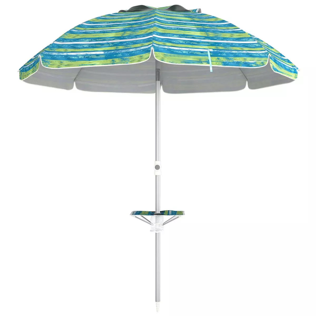 OUTSUNNY Parasol inclinable réglable de plage protection UV50+ Ø190 cm sac et porte-gobelets inclus