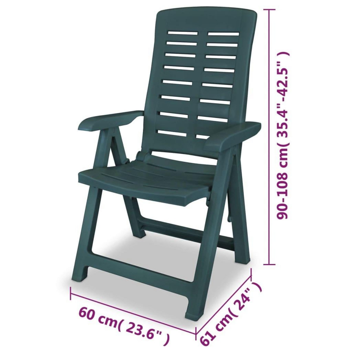 VIDAXL Chaises inclinables de jardin lot de 4 Plastique Vert